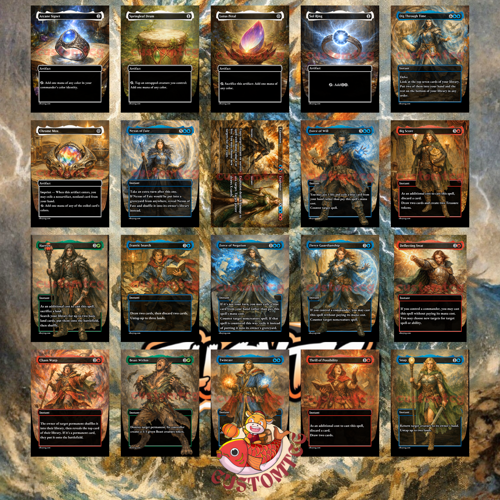 Kalamax, the Stormsire Custom Commander Deck — Instant Copy and Spell Storm | Temur | Fantasy Art Proxy Deck