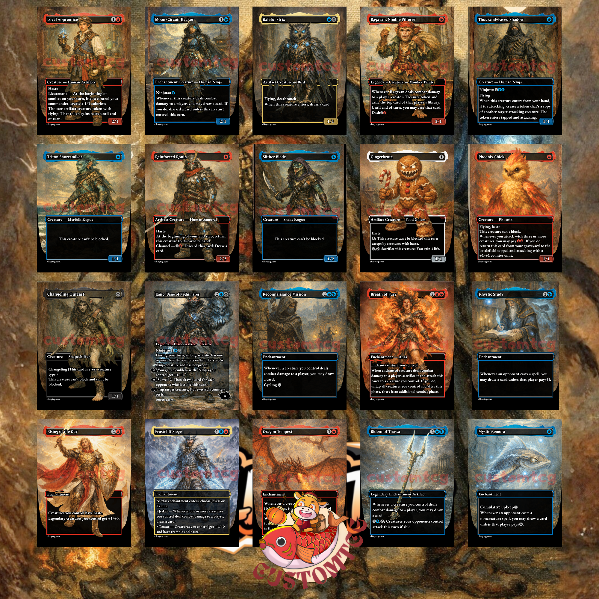 Goro-Goro and Satoru Custom Commander Deck — Ninjas and Dragons | Izzet | Fantasy Art Proxy Deck