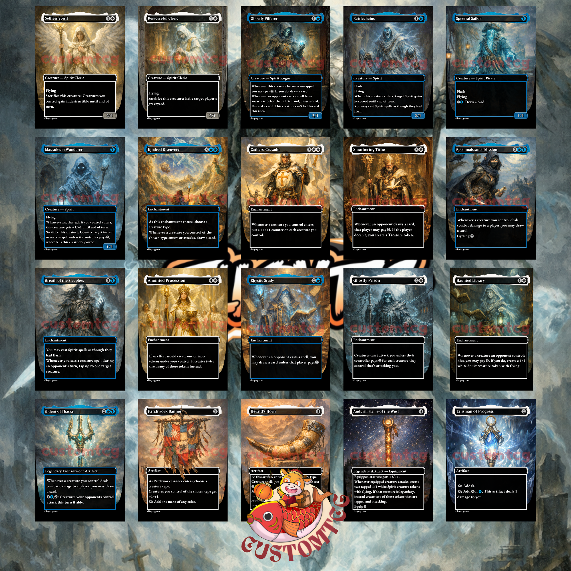 Millicent Restless Revenant Commander Deck | 100 Custom Cards + Tokens | Fantasy Art | Spirit Tribal Azorius White Blue Deck