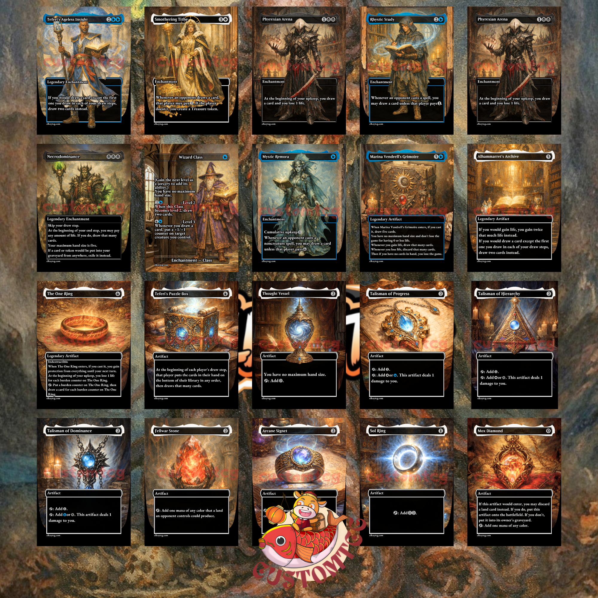 Queza, Augur of Agonies Custom Commander Deck — Life Drain and Draw | Esper | Fantasy Art Proxy Deck