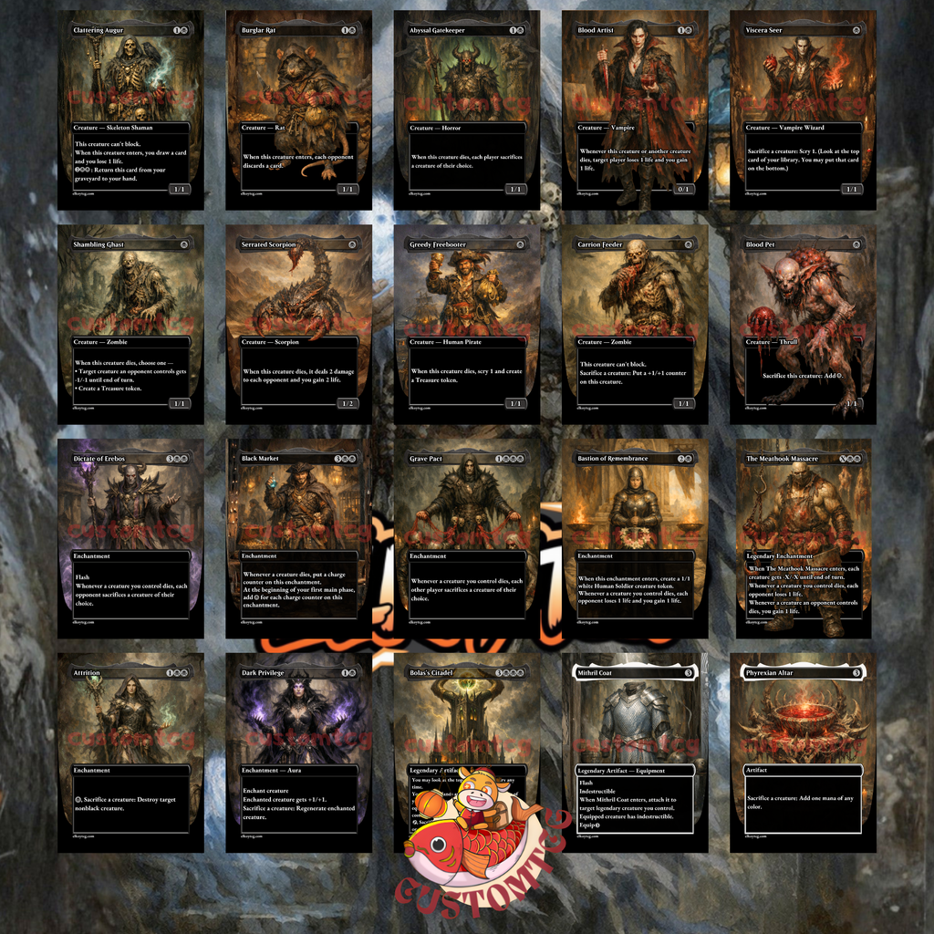 Shirei Shizo's Caretaker Commander Deck | 100 Custom Cards + Tokens | Dark Fantasy Art | Sacrifice Aristocrats Mono Black Deck