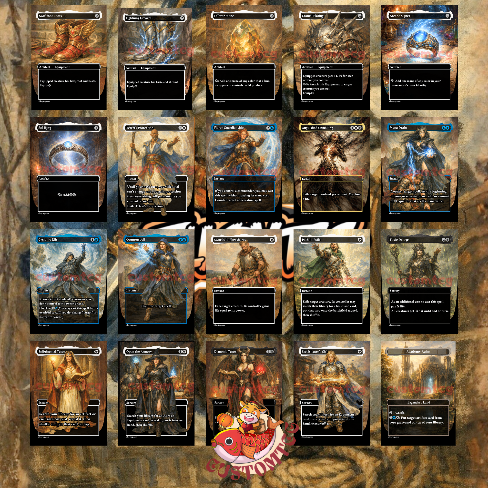Arna Kennerud, Skycaptain Custom Commander Deck — Equipment and Auras Voltron | Esper | Fantasy Art Proxy Deck