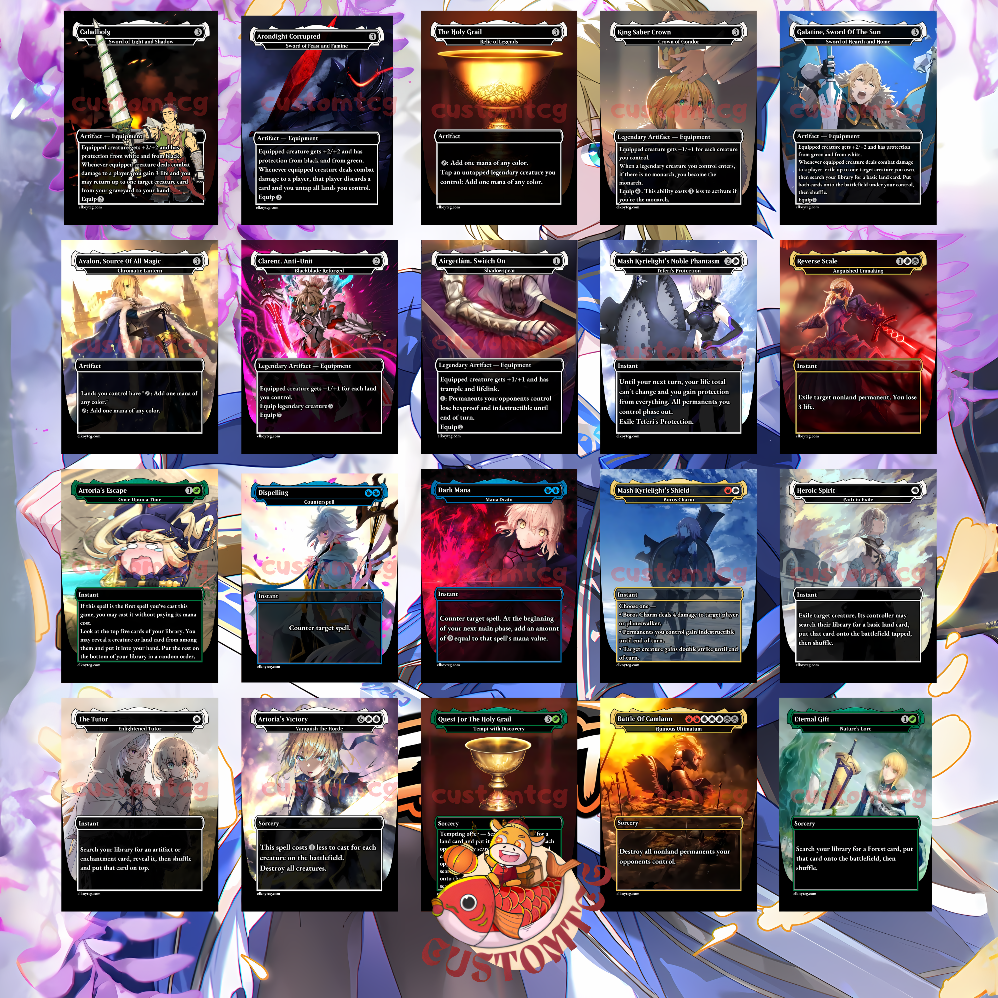 Fate Custom Commander Deck — Artoria Pendragon | Round Table Knights | Anime Proxy Deck