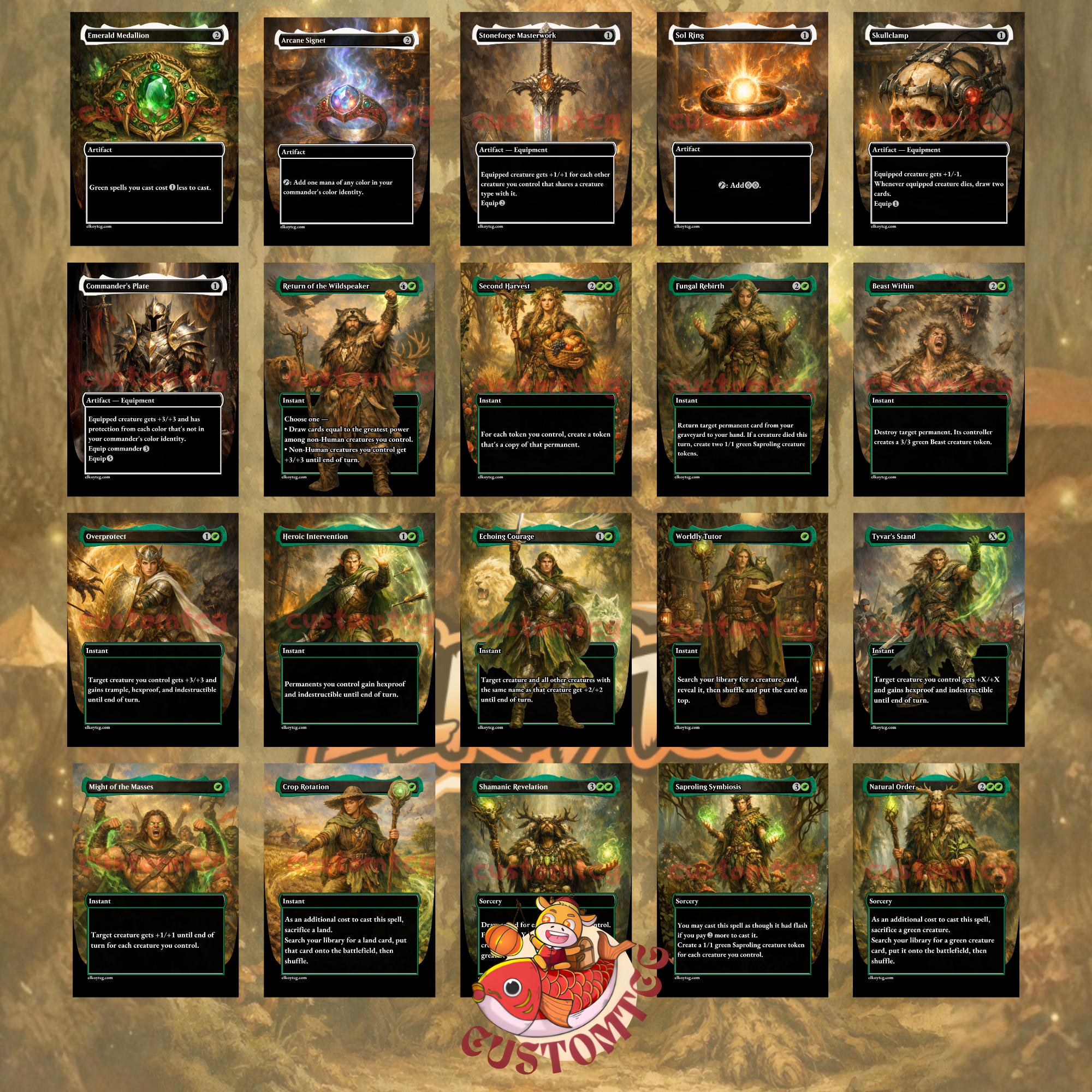 Shroofus Sproutsire Commander Deck – 100 Custom Cards + Tokens | Saproling Tribal | Token Swarm | Fantasy Art | Free Shipping