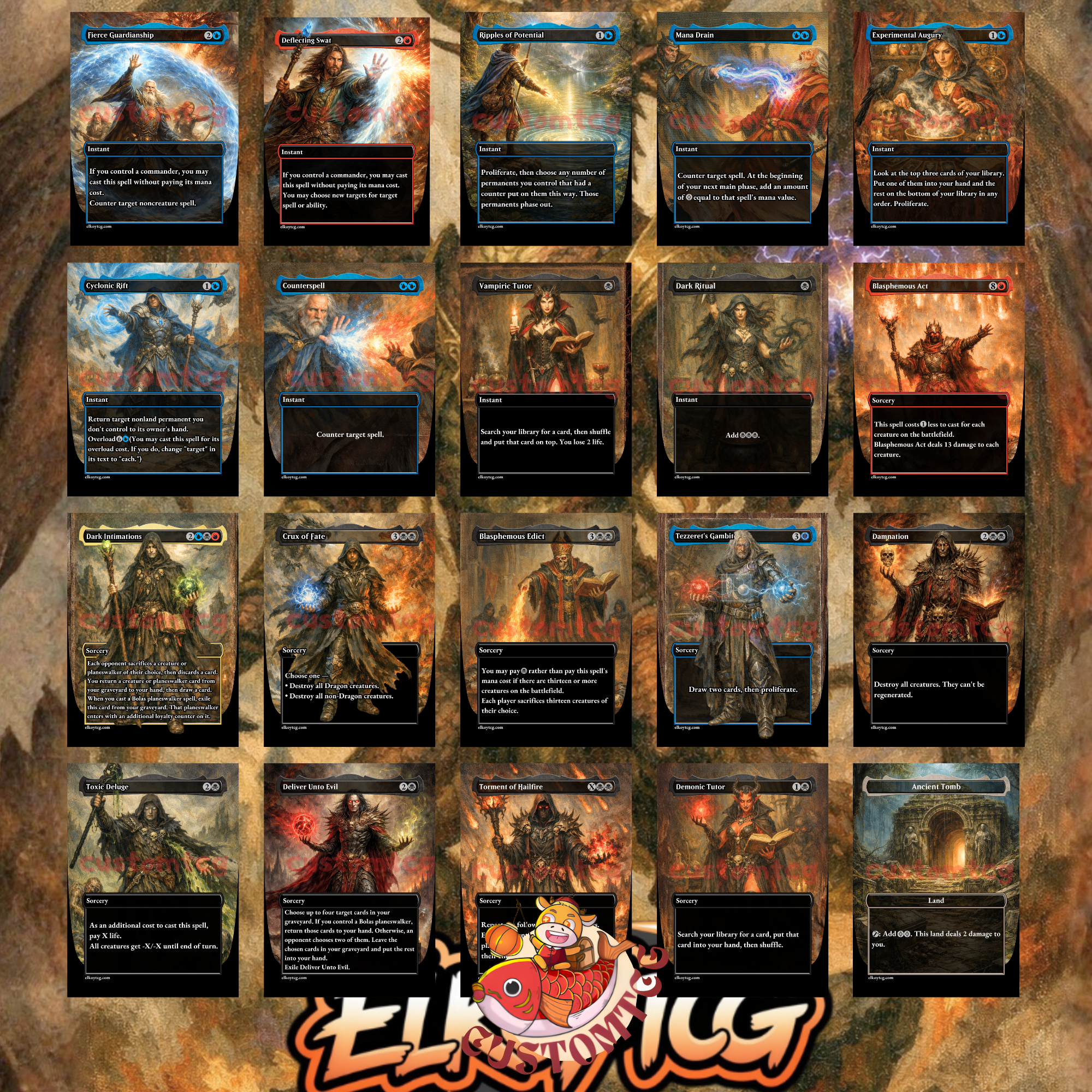 Nicol Bolas, the Ravager Custom Commander Deck — Dragon God | Grixis Control | Fantasy Art Proxy Deck