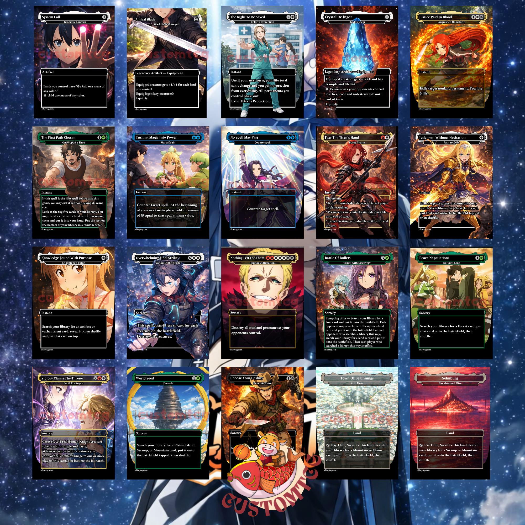 Sword Art Online Custom Commander Deck — Kirito & Asuna | Knights of the Blood | Anime Proxy Deck