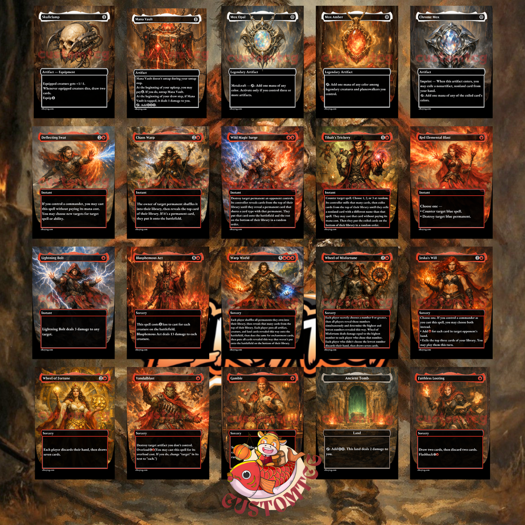 Norin the Wary Custom Commander Deck – 100 Cards + Tokens | Mono Red Chaos | Dark Fantasy Art | Unique Card Designs