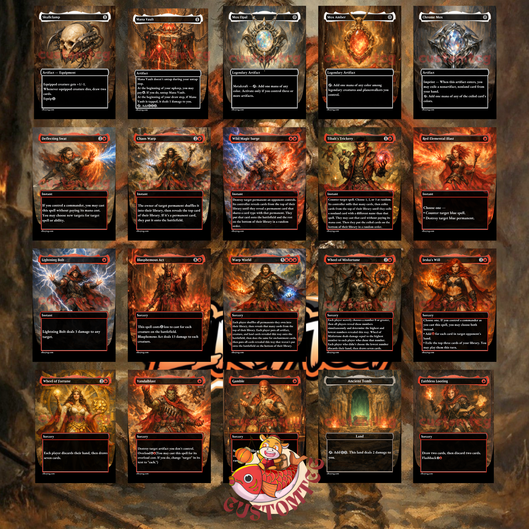 Norin the Wary Custom Commander Deck – 100 Cards + Tokens | Mono Red Chaos | Dark Fantasy Art | Unique Card Designs