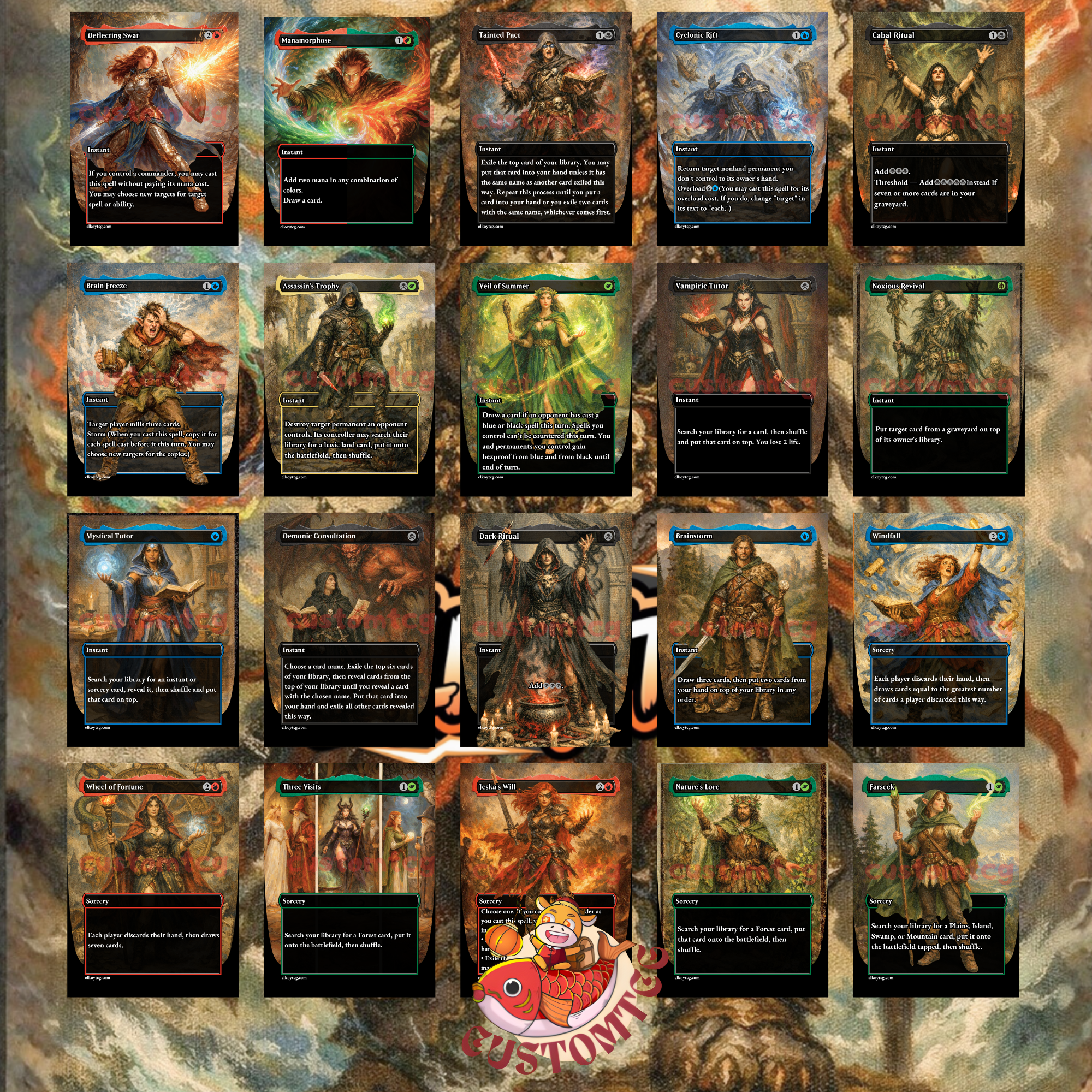Yidris, Maelstrom Wielder Custom Commander Deck — Cascade Chaos | 4-Color | Fantasy Art Proxy Deck