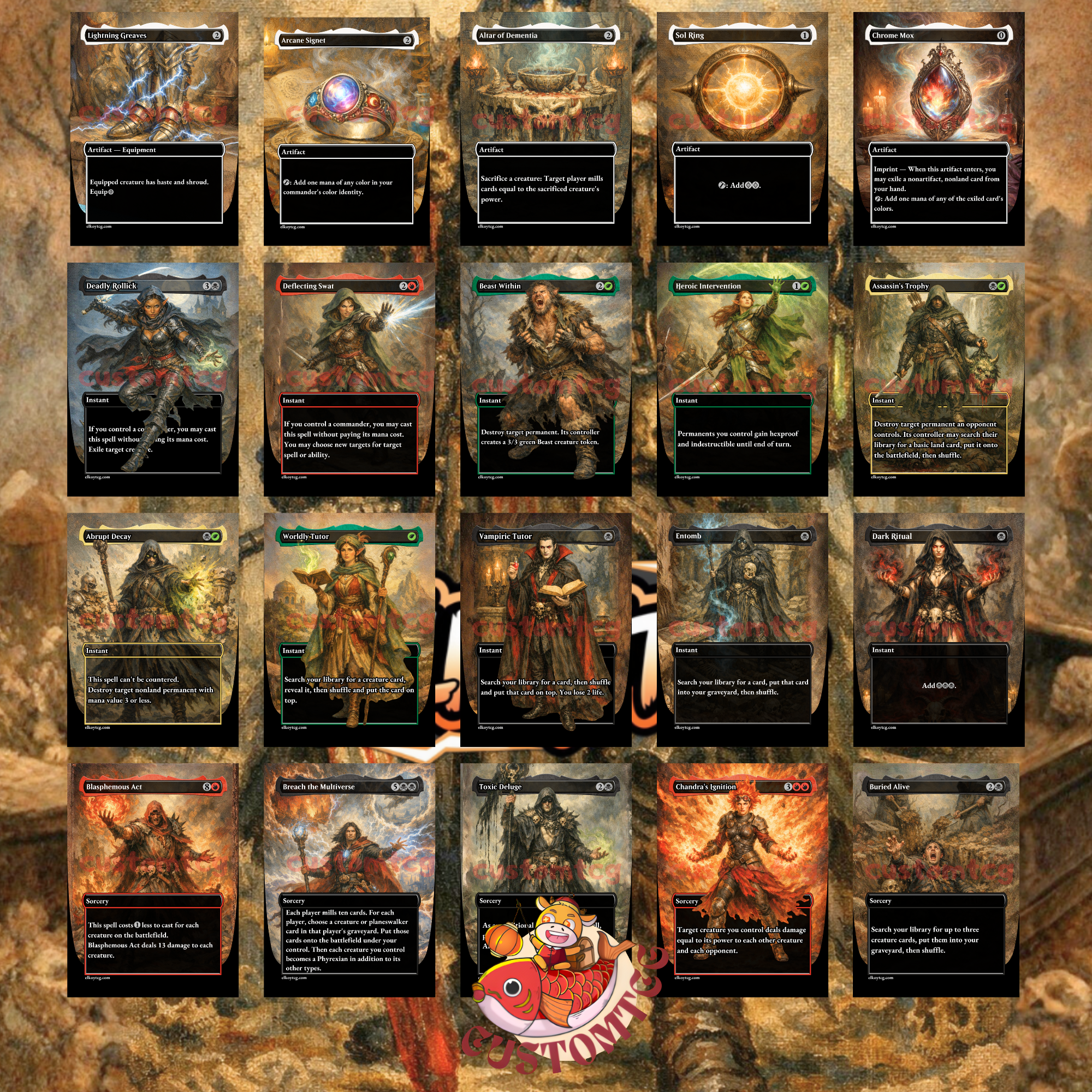 Coram, the Undertaker Custom Commander Deck — Self Mill and Reanimation | Jund | Fantasy Art Proxy Deck