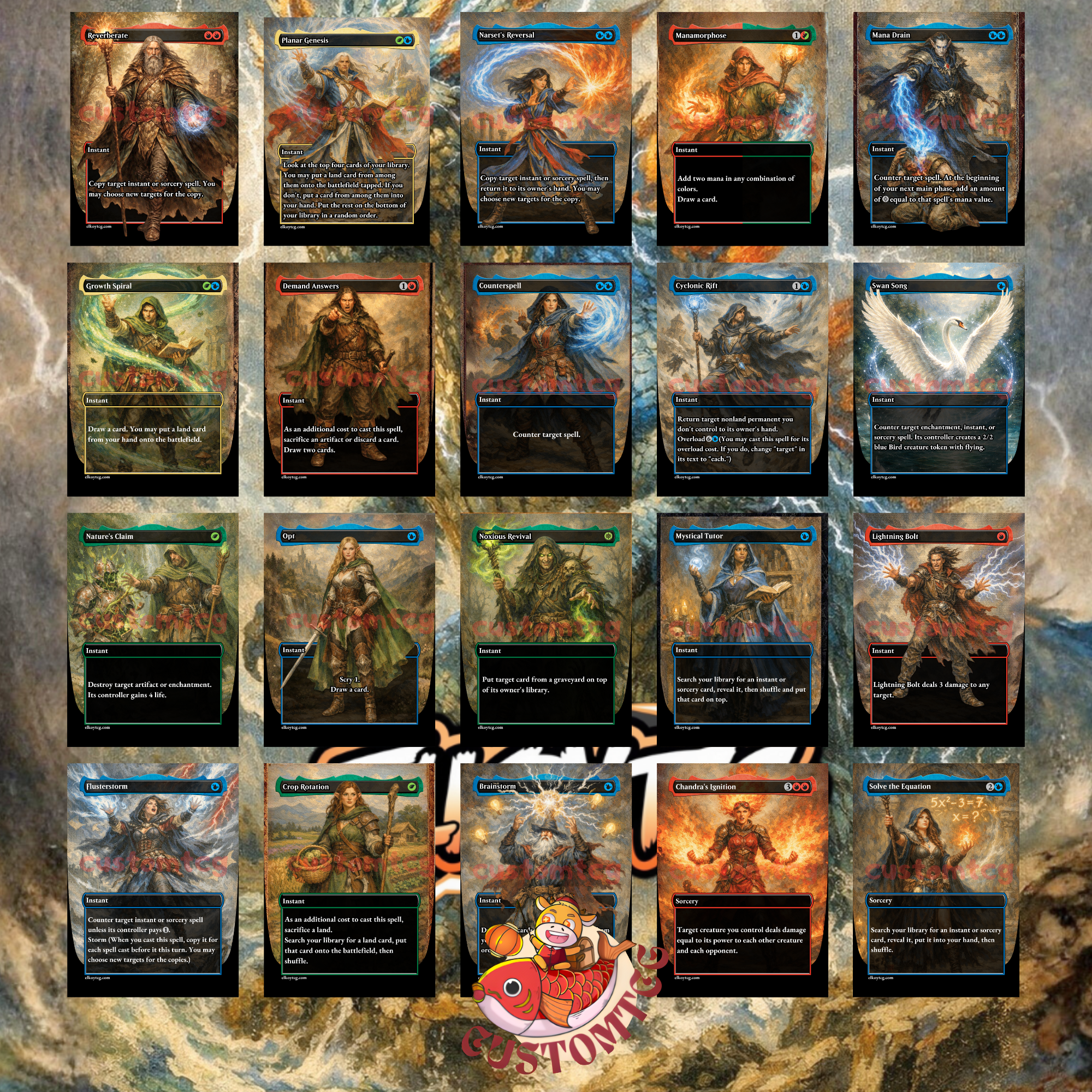 Kalamax, the Stormsire Custom Commander Deck — Instant Copy and Spell Storm | Temur | Fantasy Art Proxy Deck