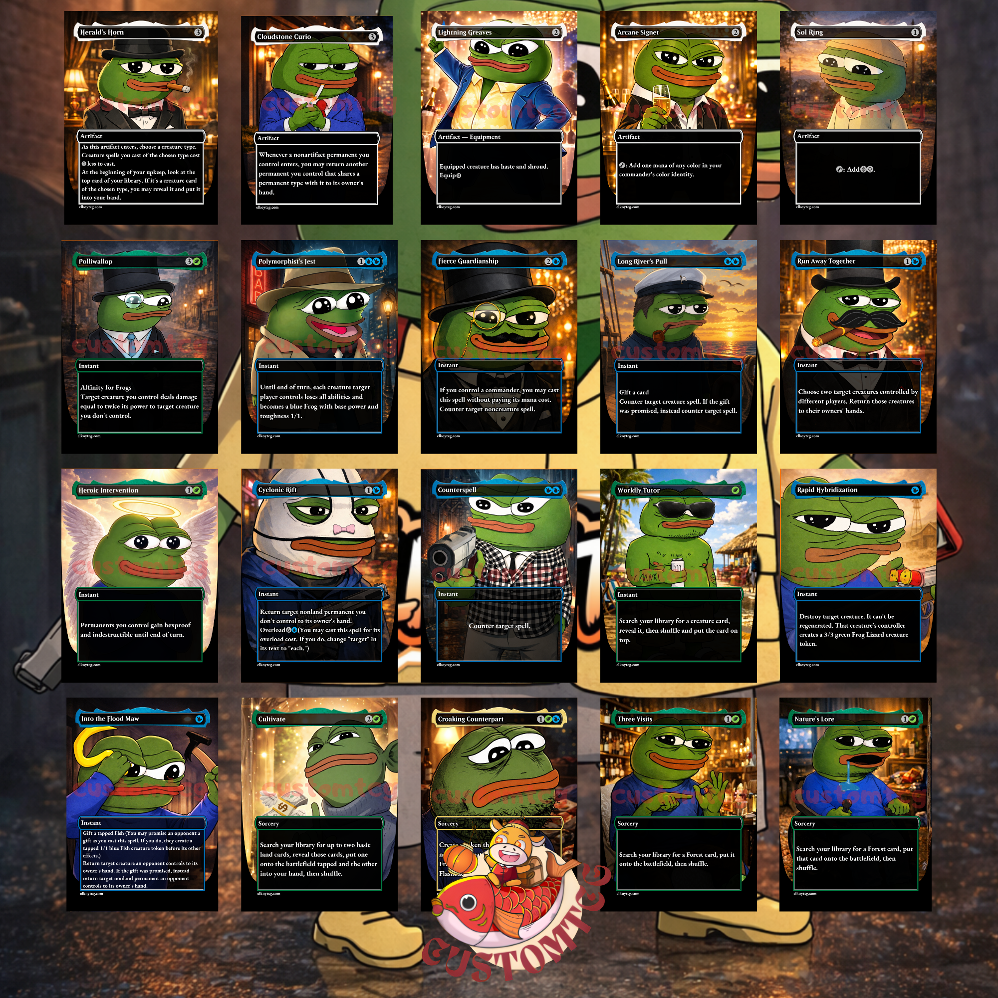 Pepe Custom Commander Deck — Frog Tribal and Meme Culture | Classic Edition | Fantasy Art Proxy Deck