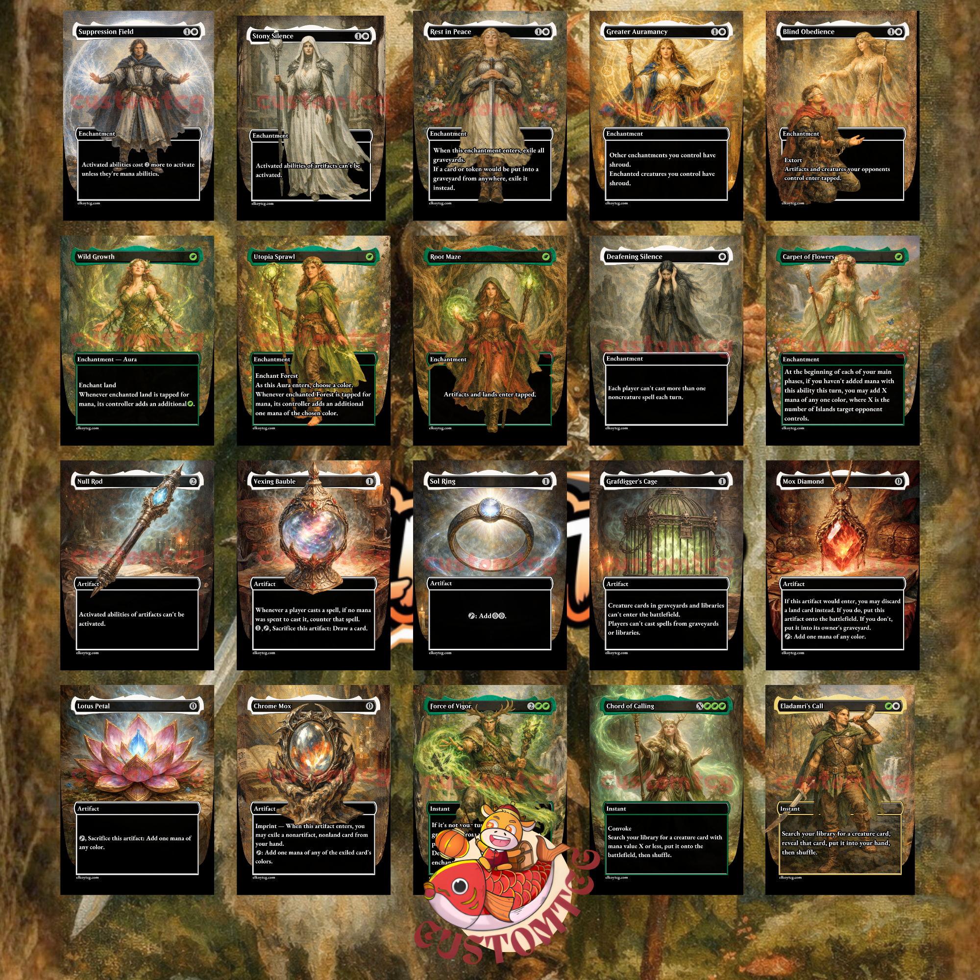 Ellivere of the Wild Court Custom Commander Deck — Enchantments and Role Tokens | Selesnya | Fantasy Art Proxy Deck