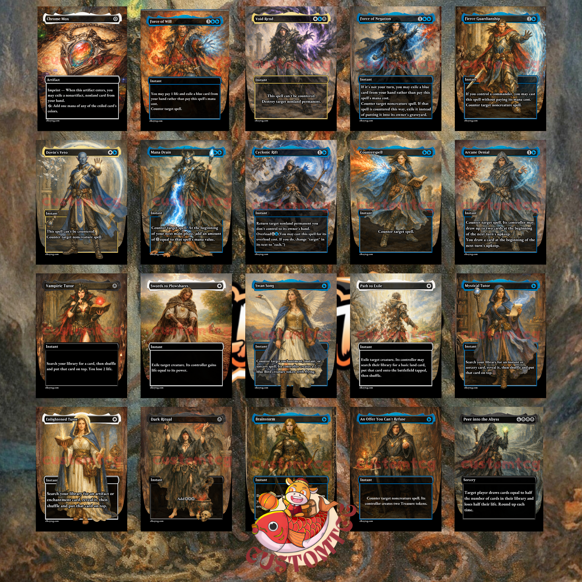 Queza, Augur of Agonies Custom Commander Deck — Life Drain and Draw | Esper | Fantasy Art Proxy Deck