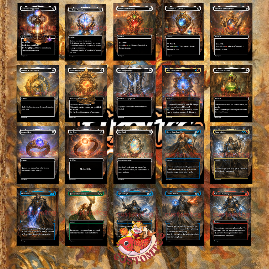 Saheeli, Radiant Creator Custom Commander Deck — Artifact Tokens and Energy | Izzet | Fantasy Art Proxy Deck
