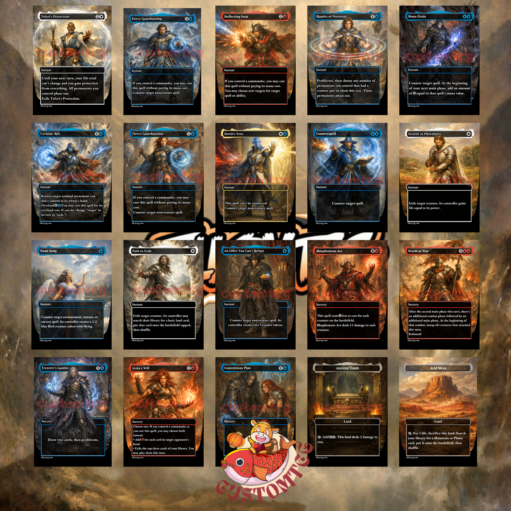 Atreus and Kratos Commander Deck | 100 Custom Cards + Tokens | God of War Art | Jeskai Experience Counters