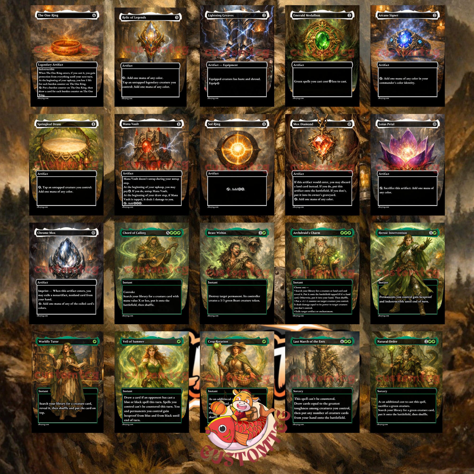 Kona Rescue Beastie Commander Deck | 100 Custom Cards + Tokens | Wild Fantasy Art | Mono Green Big Creatures