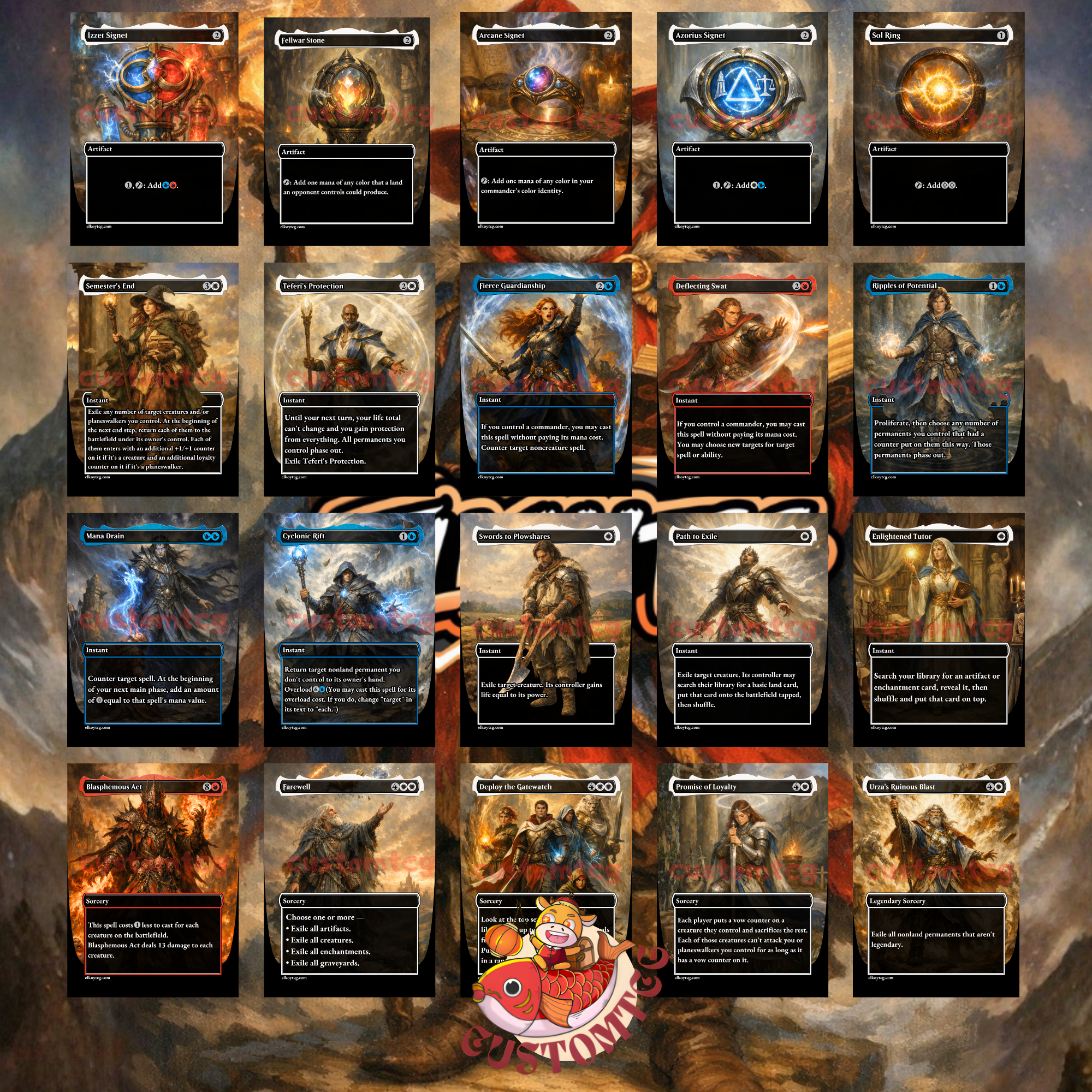 Commodore Guff Commander Deck | 100 Custom Cards + Tokens | Fantasy Art | Planeswalker Superfriends Esper White Blue Red Deck