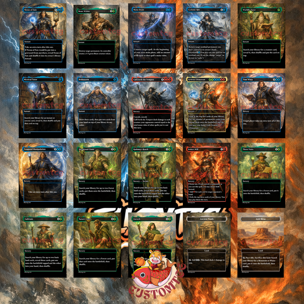 Maelstrom Wanderer Commander Deck | 100 Custom Cards + Tokens | Epic Fantasy Art | Temur Cascade Combo