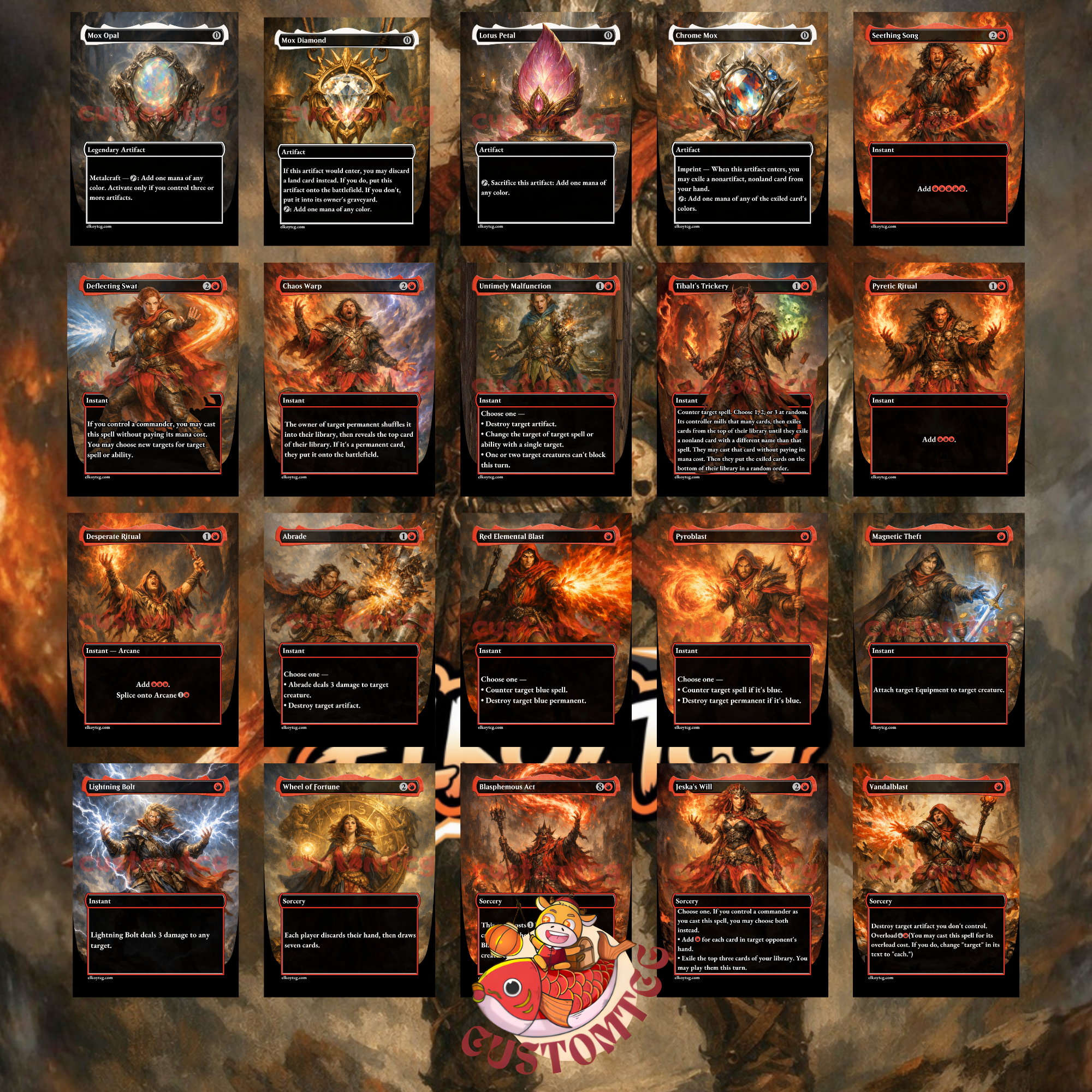 Alexios Deimos of Kosmos Commander Deck | 100 Custom Cards + Tokens | Fantasy Art | Red Voltron Equipment