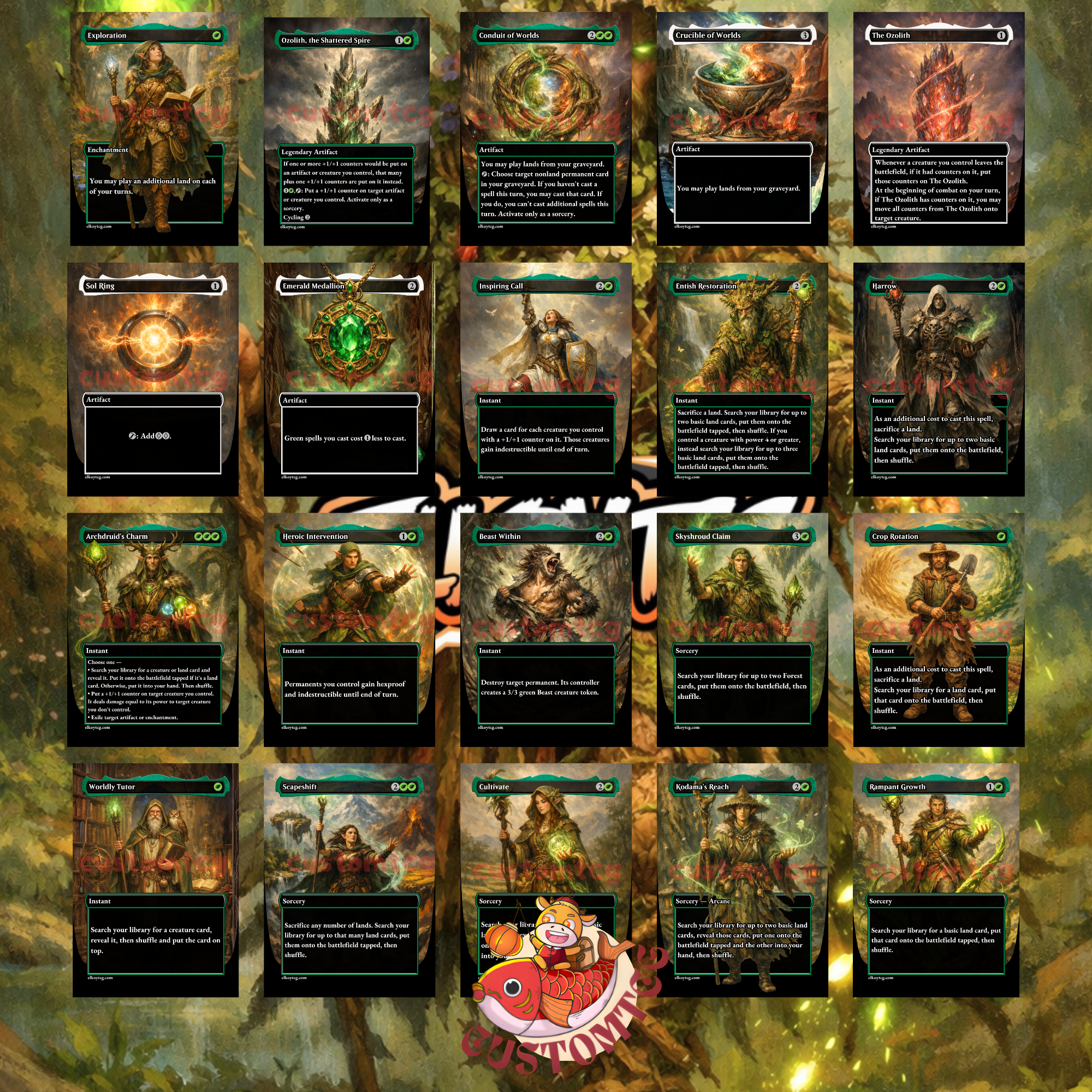 Bristly Bill Spine Sower Commander Deck | 100 Custom Cards + Tokens | Fantasy Forest Art | +1/+1 Counter Landfall Green Deck