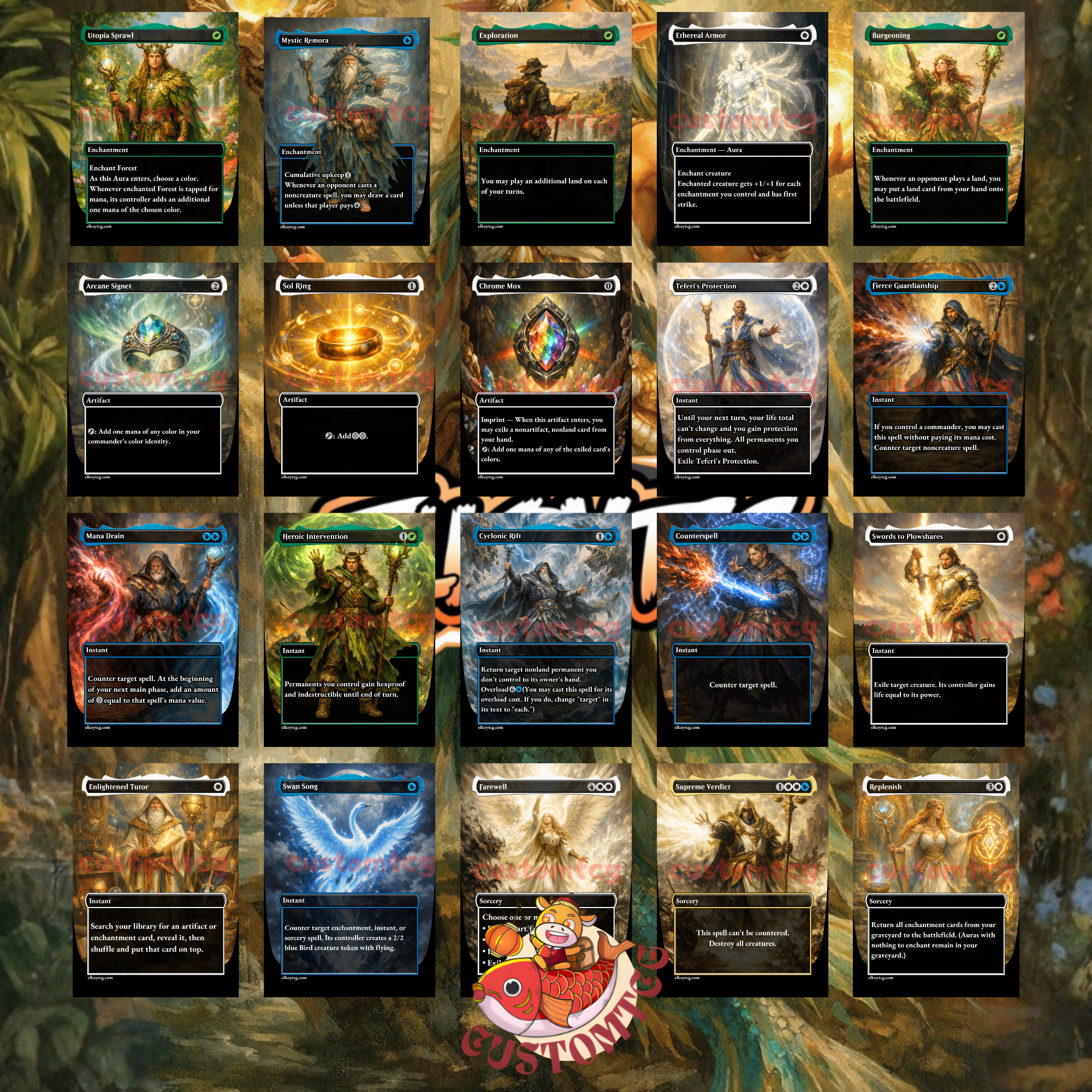 Tuvasa the Sunlit Commander Deck | 100 Custom Cards + Tokens | Fantasy Art | Enchantress Bant White Blue Green Deck