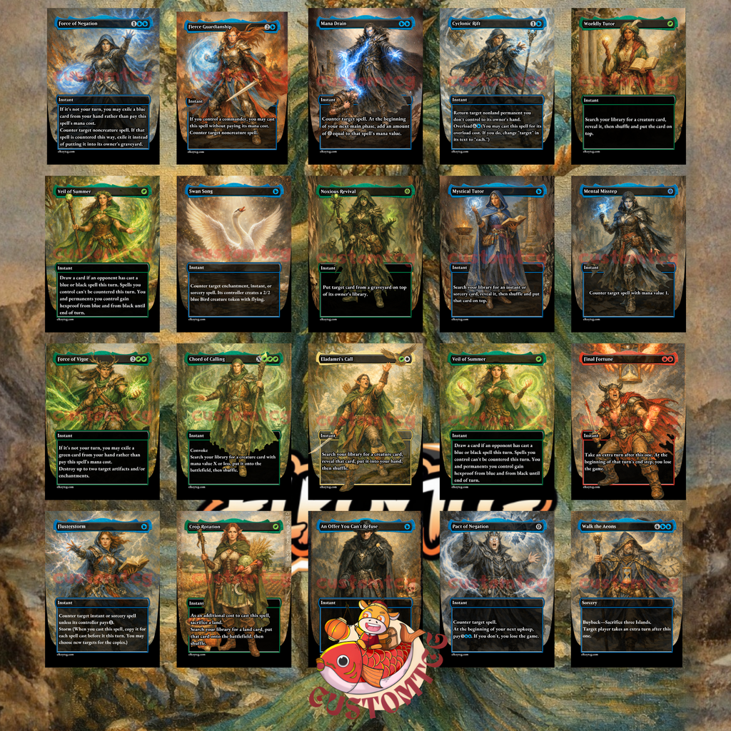 Tatyova, Benthic Druid Custom Commander Deck — Lands and Card Draw | Simic | Fantasy Art Proxy Deck