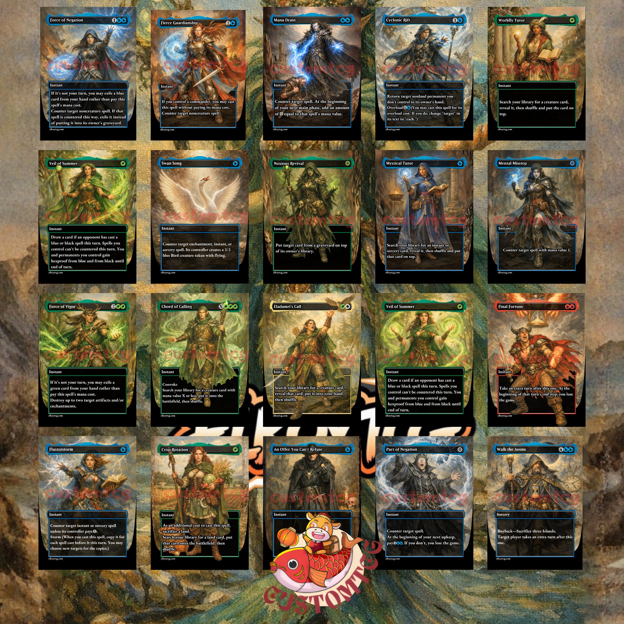 Tatyova, Benthic Druid Custom Commander Deck — Lands and Card Draw | Simic | Fantasy Art Proxy Deck