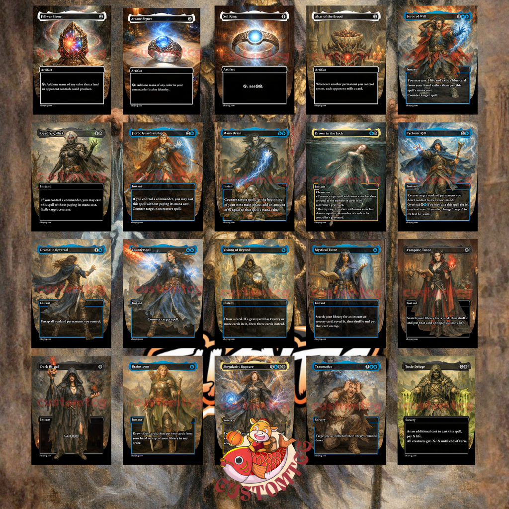 Phenax, God of Deception Custom Commander Deck — Mill and Control | Dimir | Fantasy Art Proxy Deck