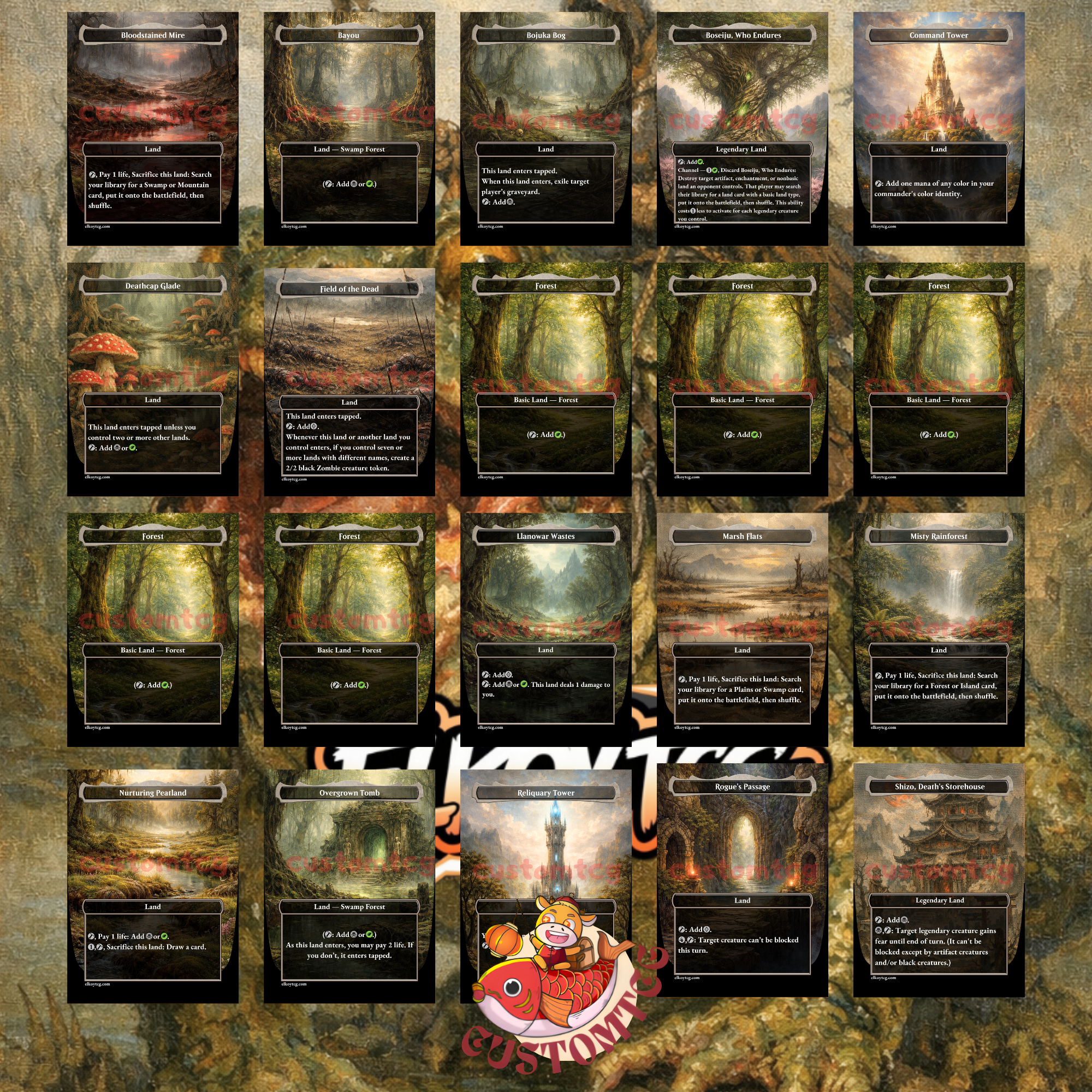 The Gitrog, Ravenous Ride Custom Commander Deck — Land Synergy and Massive Creatures | Golgari | Fantasy Art Proxy Deck