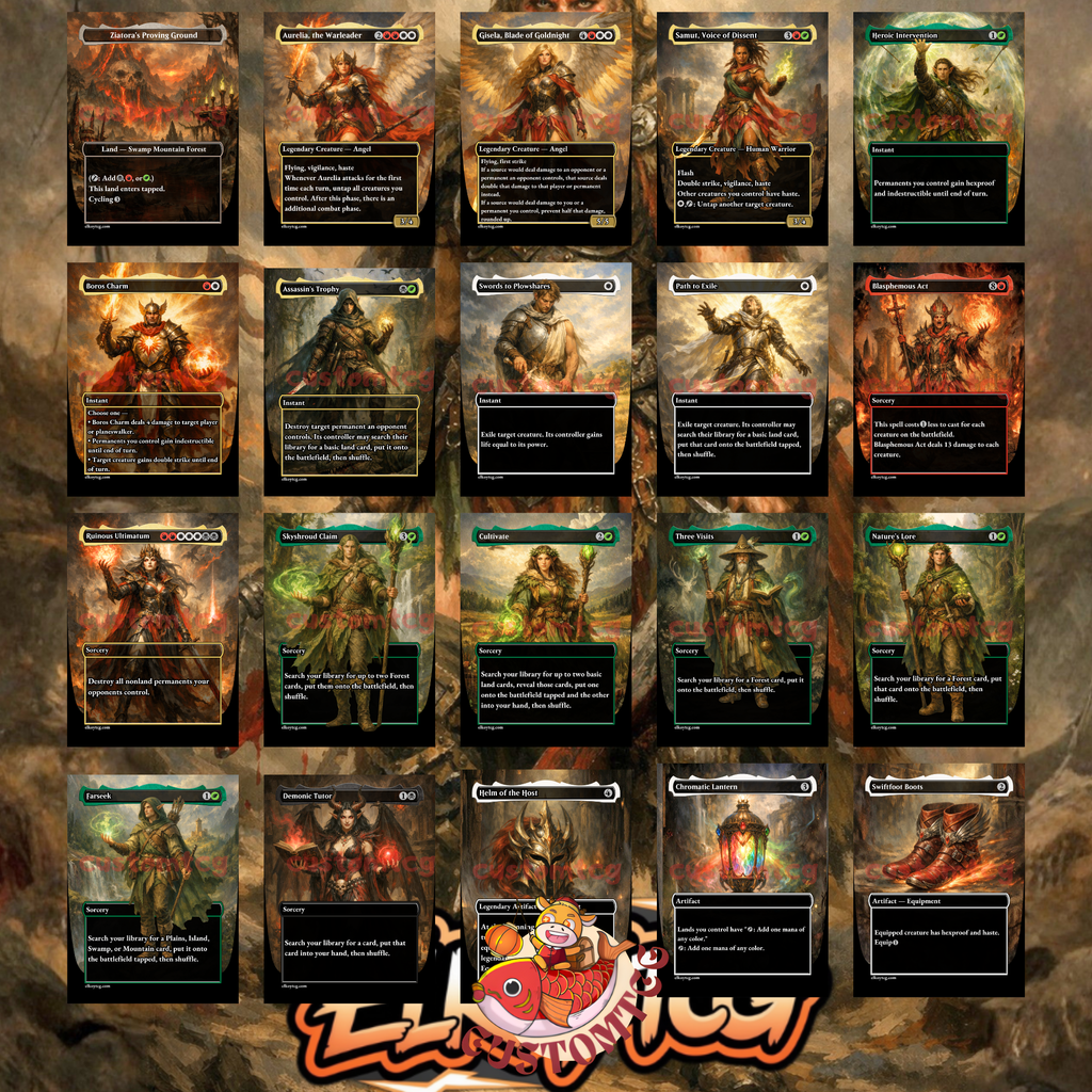 Saskia the Unyielding Custom Commander Deck – 100 Cards + Tokens | 4-Color Warriors | Fantasy Art | Unique Card Designs