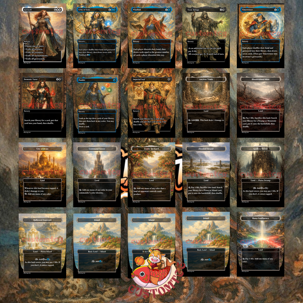Queza, Augur of Agonies Custom Commander Deck — Life Drain and Draw | Esper | Fantasy Art Proxy Deck