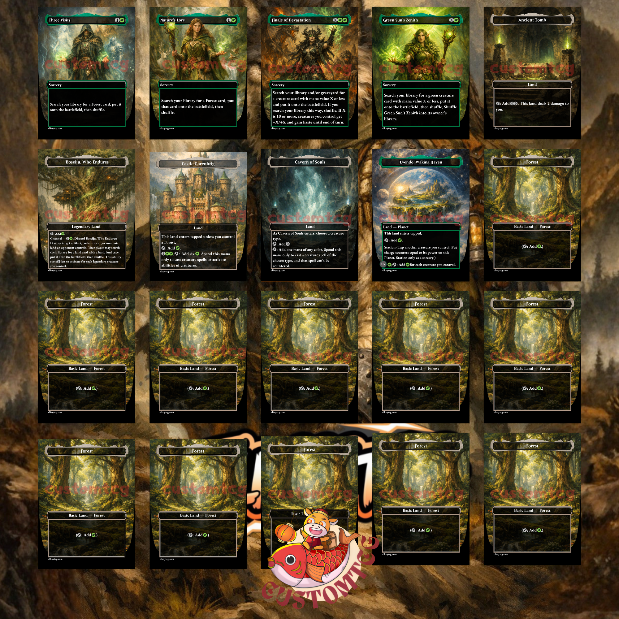 Kona Rescue Beastie Commander Deck | 100 Custom Cards + Tokens | Wild Fantasy Art | Mono Green Big Creatures