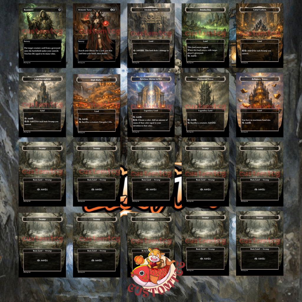 Shirei Shizo's Caretaker Commander Deck | 100 Custom Cards + Tokens | Dark Fantasy Art | Sacrifice Aristocrats Mono Black Deck