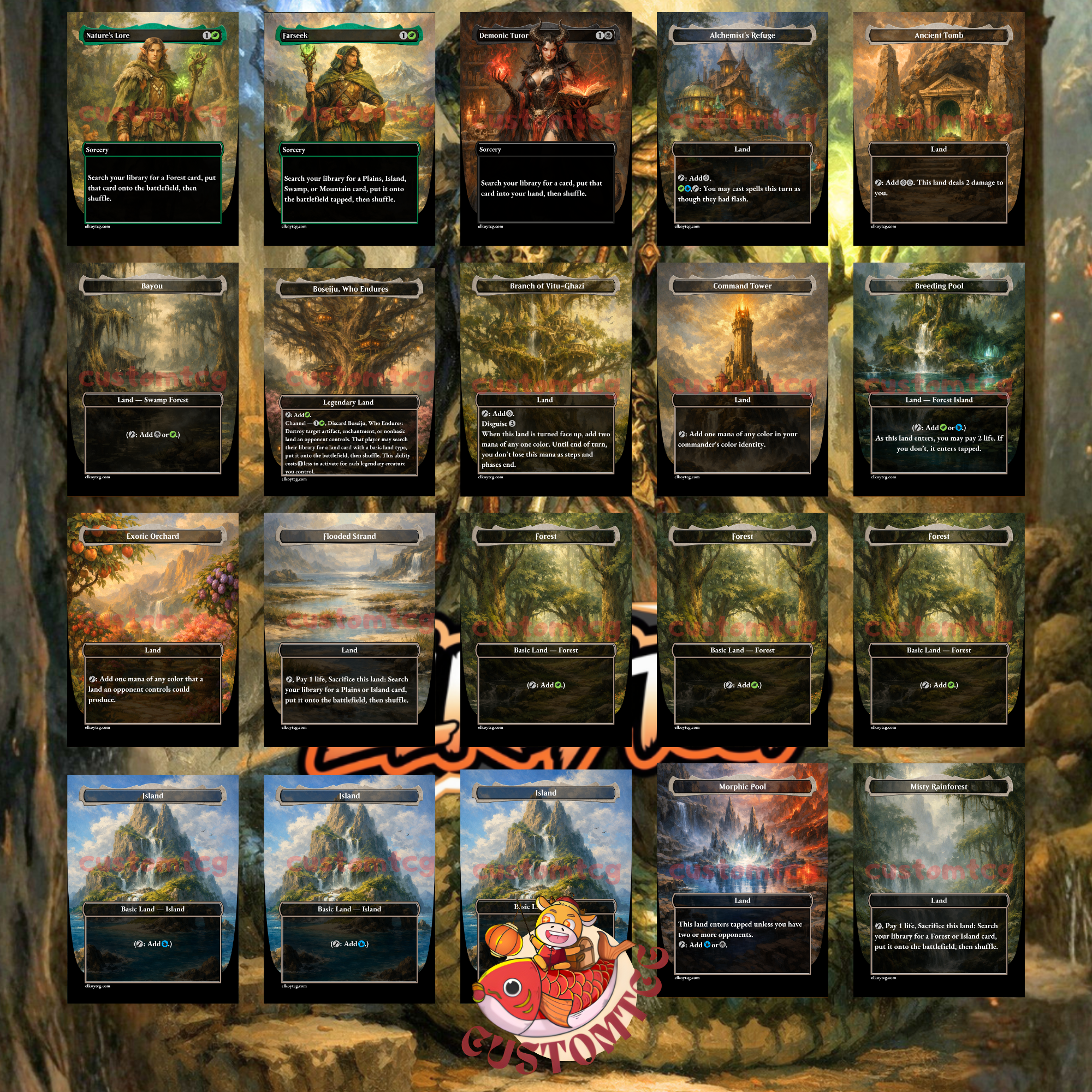 Kadena Slinking Sorcerer Commander Deck | 100 Custom Cards + Tokens | Dark Fantasy Art | Sultai Morph Combo