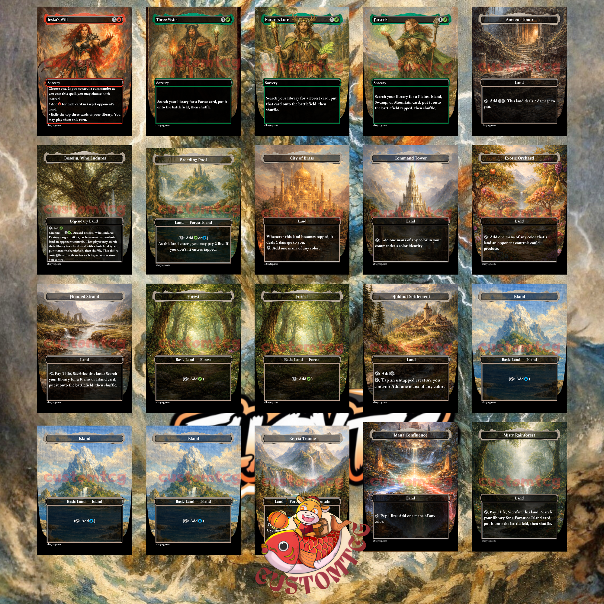 Kalamax, the Stormsire Custom Commander Deck — Instant Copy and Spell Storm | Temur | Fantasy Art Proxy Deck