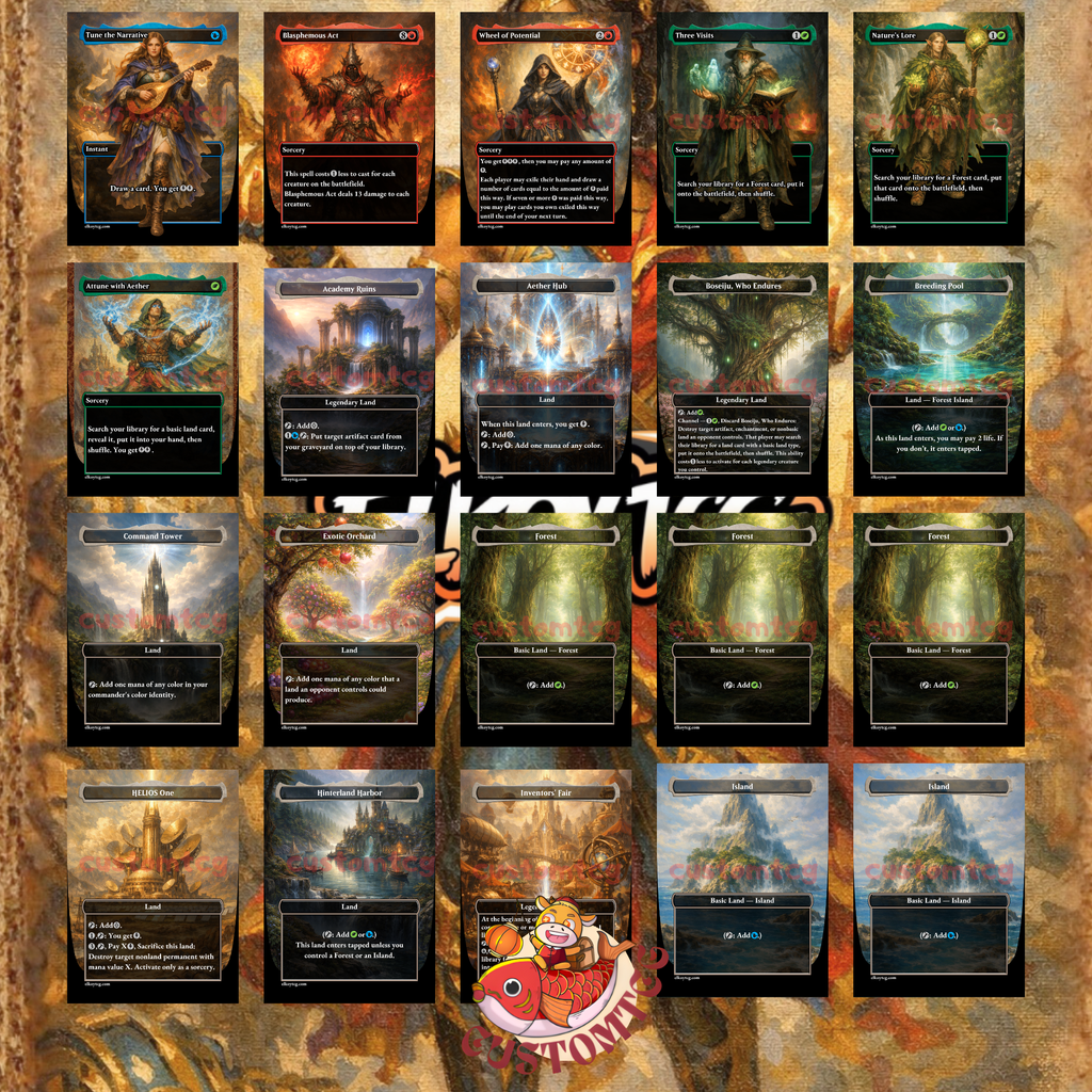 Saheeli, Radiant Creator Custom Commander Deck — Artifact Tokens and Energy | Izzet | Fantasy Art Proxy Deck