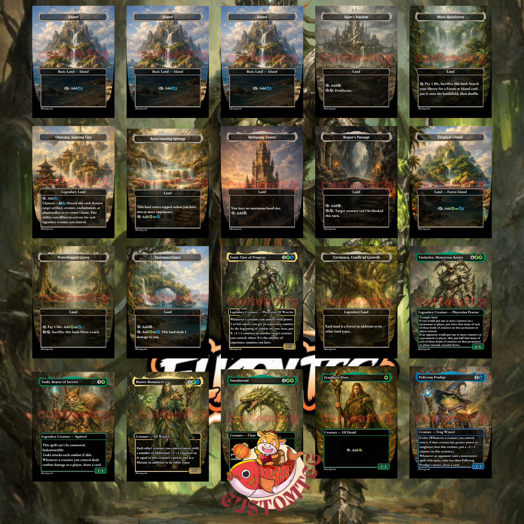 Ezuri Claw of Progress Commander Deck | 100 Custom Cards + Tokens | Fantasy Art | +1/+1 Counter Infect Simic Green Blue Deck