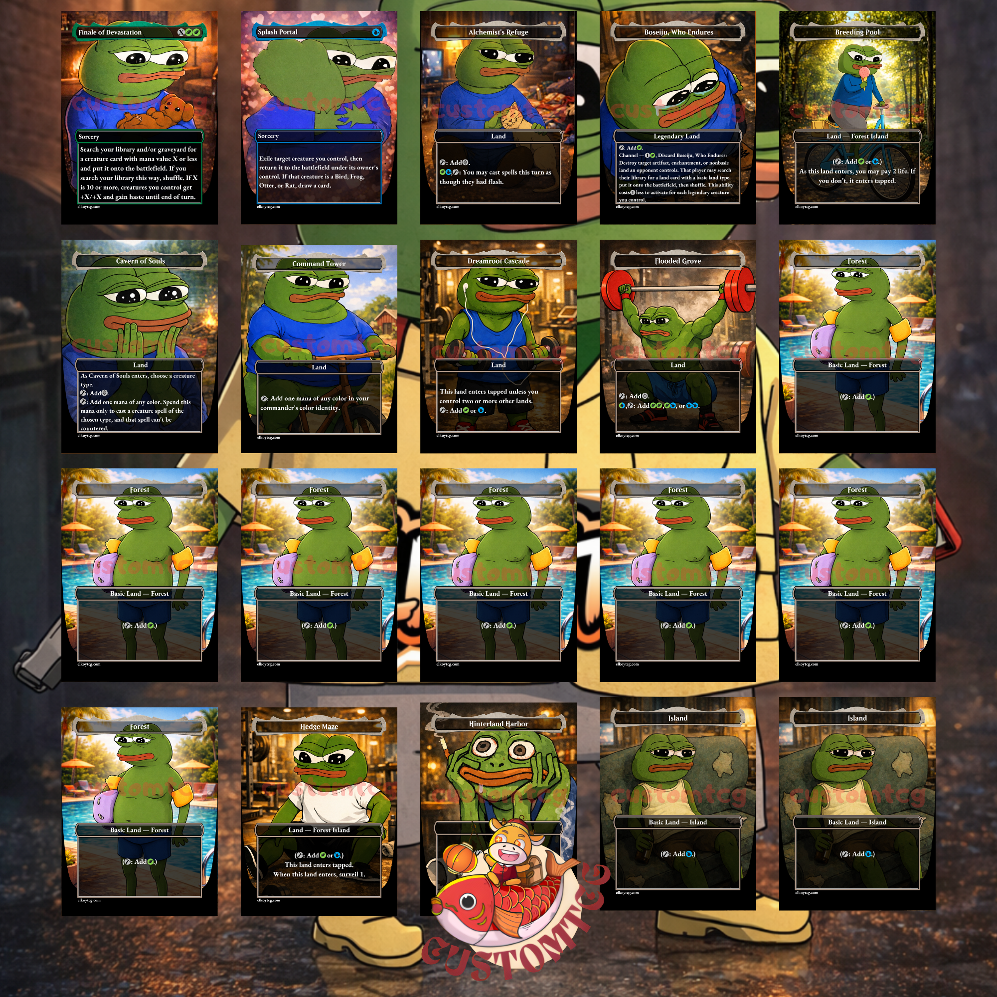 Pepe Custom Commander Deck — Frog Tribal and Meme Culture | Classic Edition | Fantasy Art Proxy Deck
