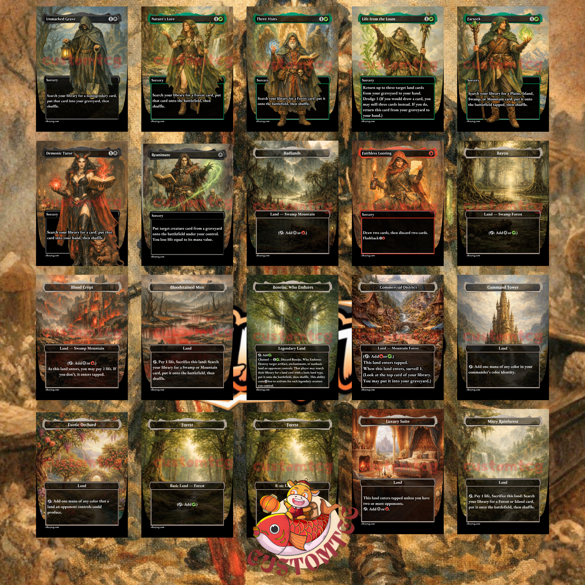 Coram, the Undertaker Custom Commander Deck — Self Mill and Reanimation | Jund | Fantasy Art Proxy Deck
