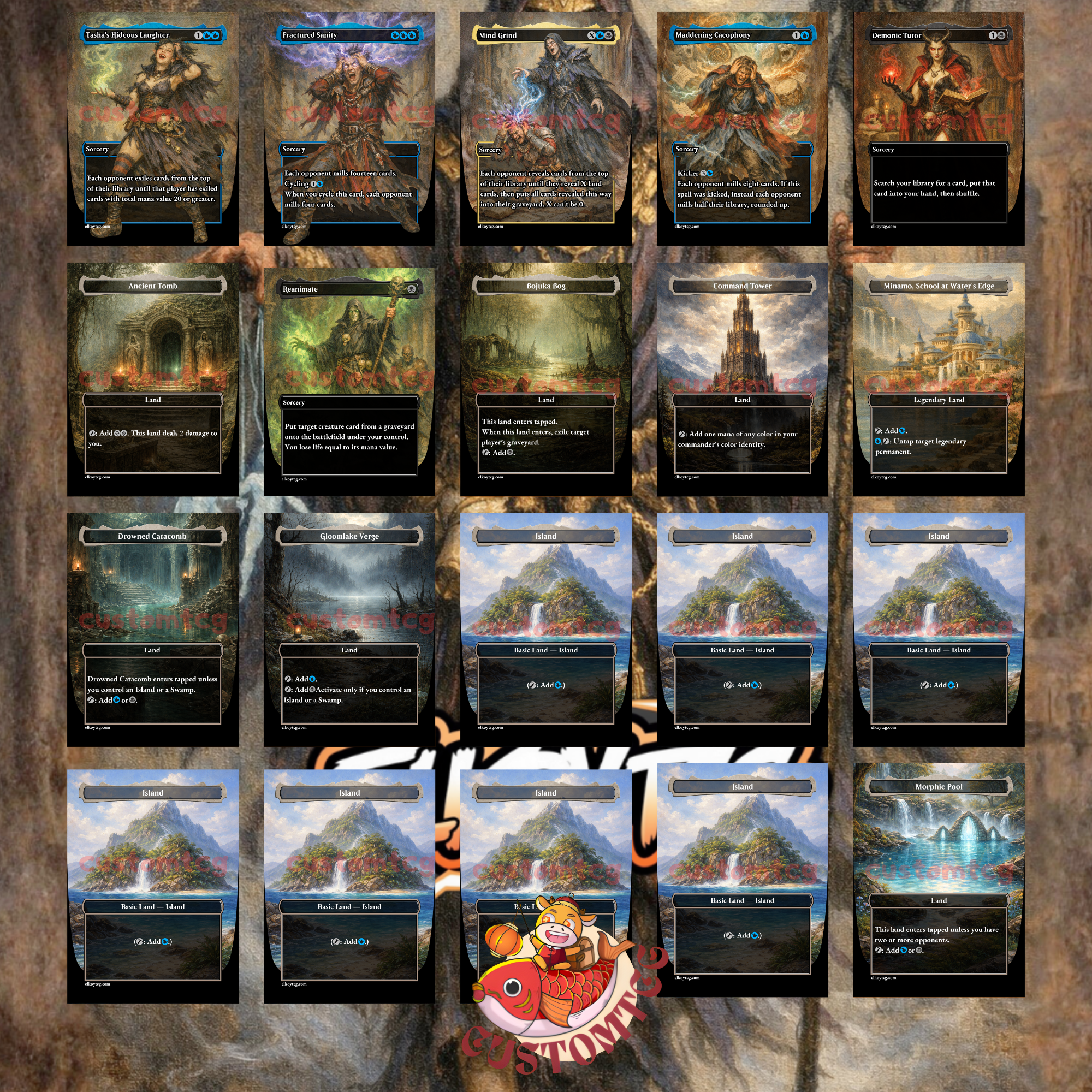 Phenax, God of Deception Custom Commander Deck — Mill and Control | Dimir | Fantasy Art Proxy Deck