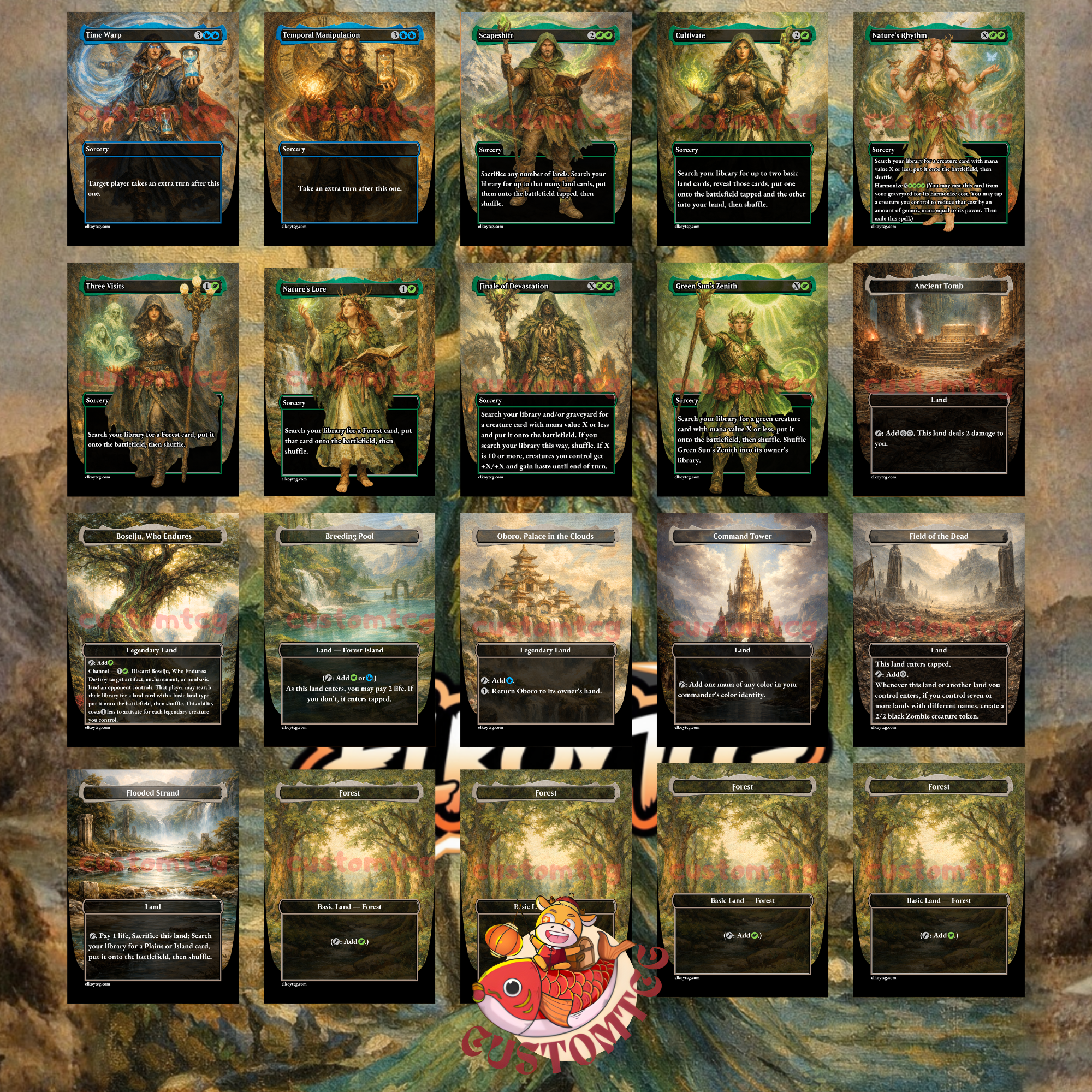 Tatyova, Benthic Druid Custom Commander Deck — Lands and Card Draw | Simic | Fantasy Art Proxy Deck