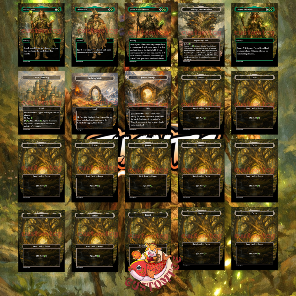 Bristly Bill Spine Sower Commander Deck | 100 Custom Cards + Tokens | Fantasy Forest Art | +1/+1 Counter Landfall Green Deck