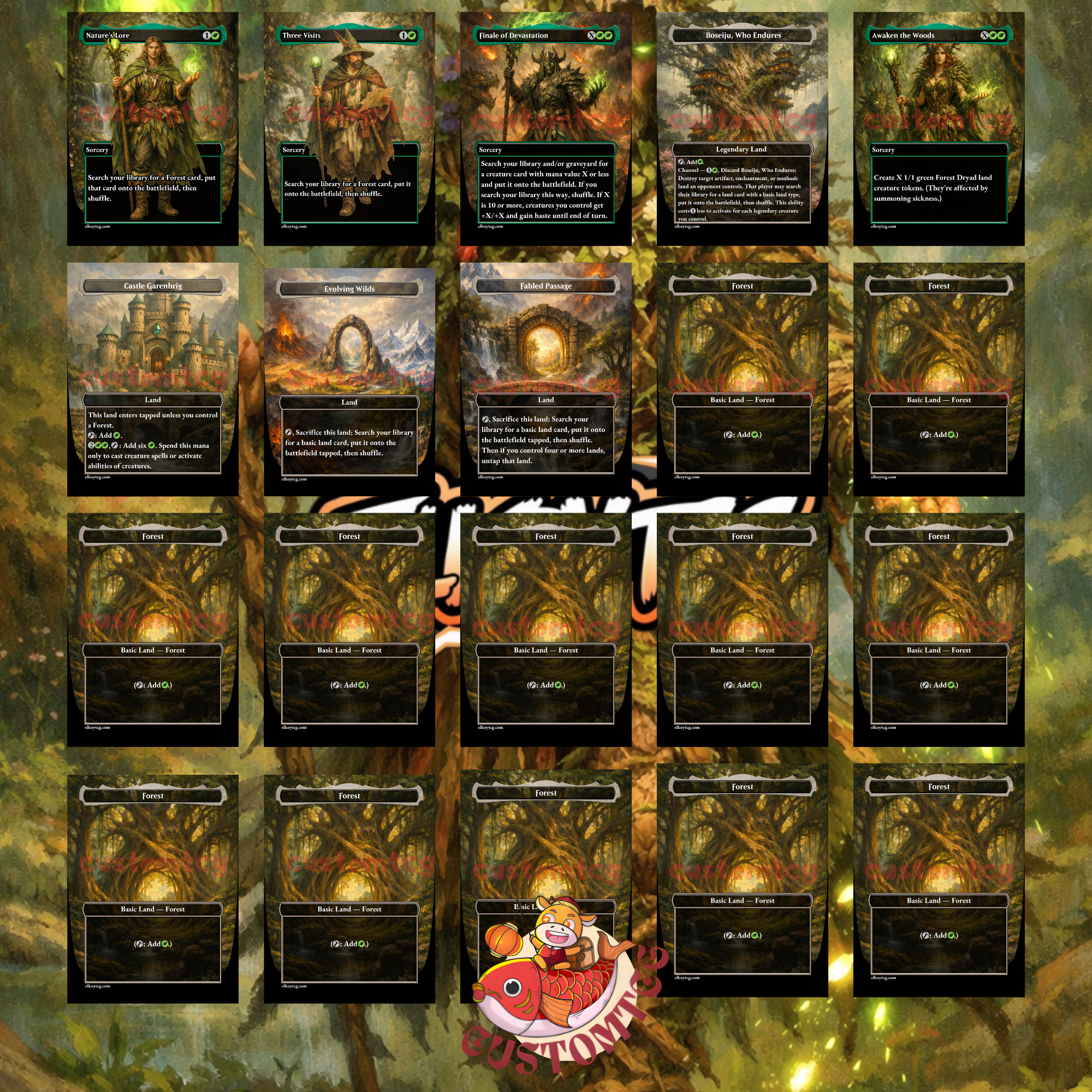 Bristly Bill Spine Sower Commander Deck | 100 Custom Cards + Tokens | Fantasy Forest Art | +1/+1 Counter Landfall Green Deck