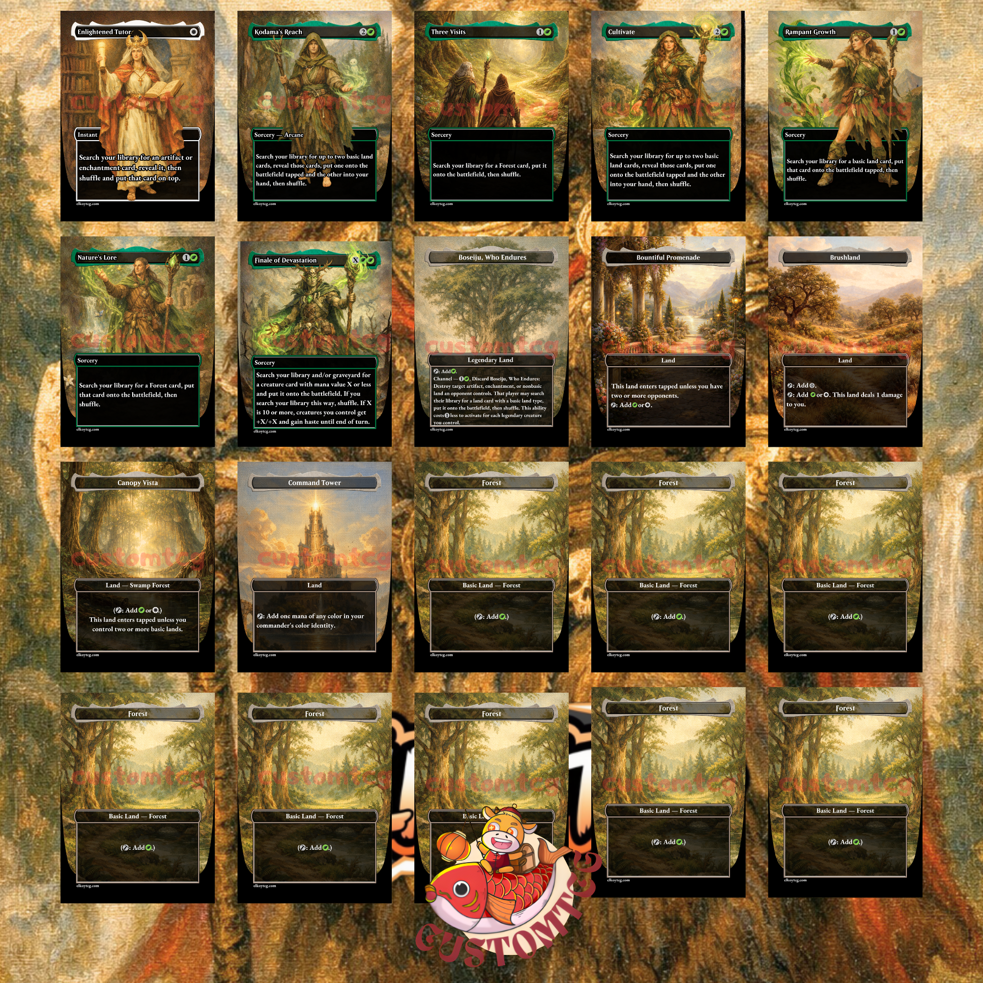 Kudo, King Among Bears Custom Commander Deck — Bear Tribal | Naya | Fantasy Art Proxy Deck