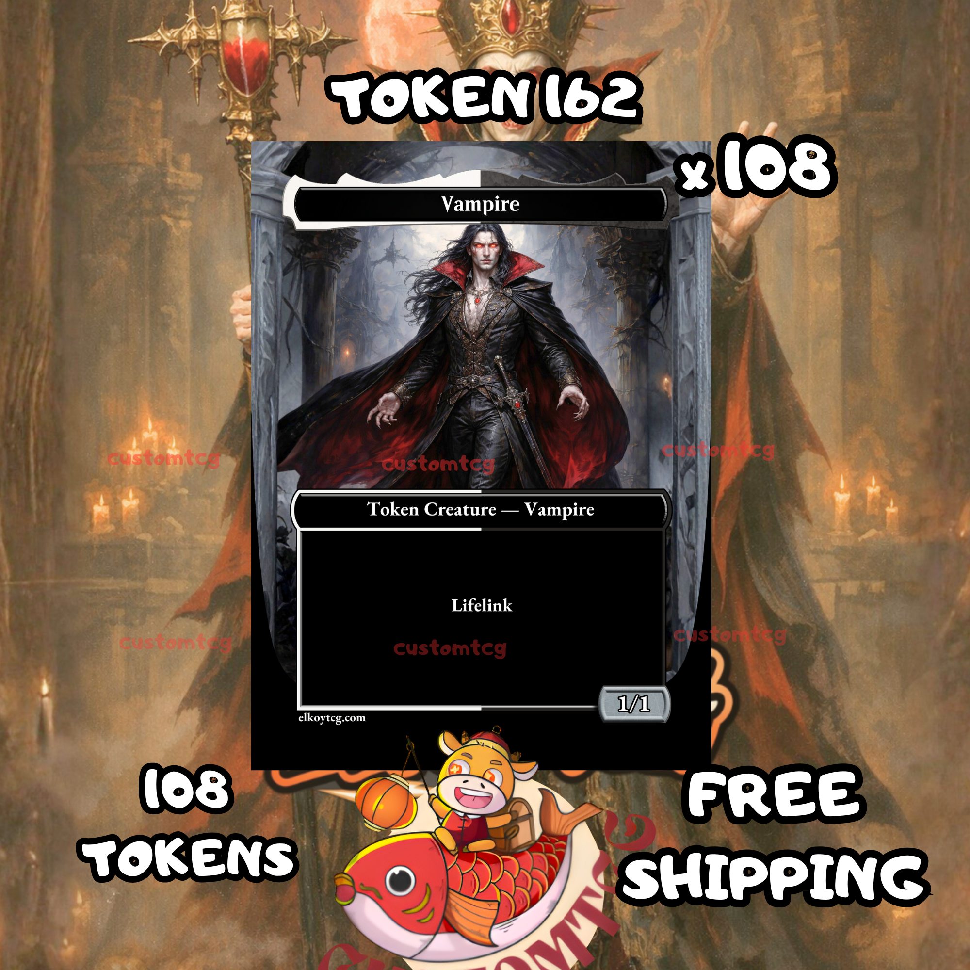 Vampire lifelink token 1-1 black and white 108 copies - S162