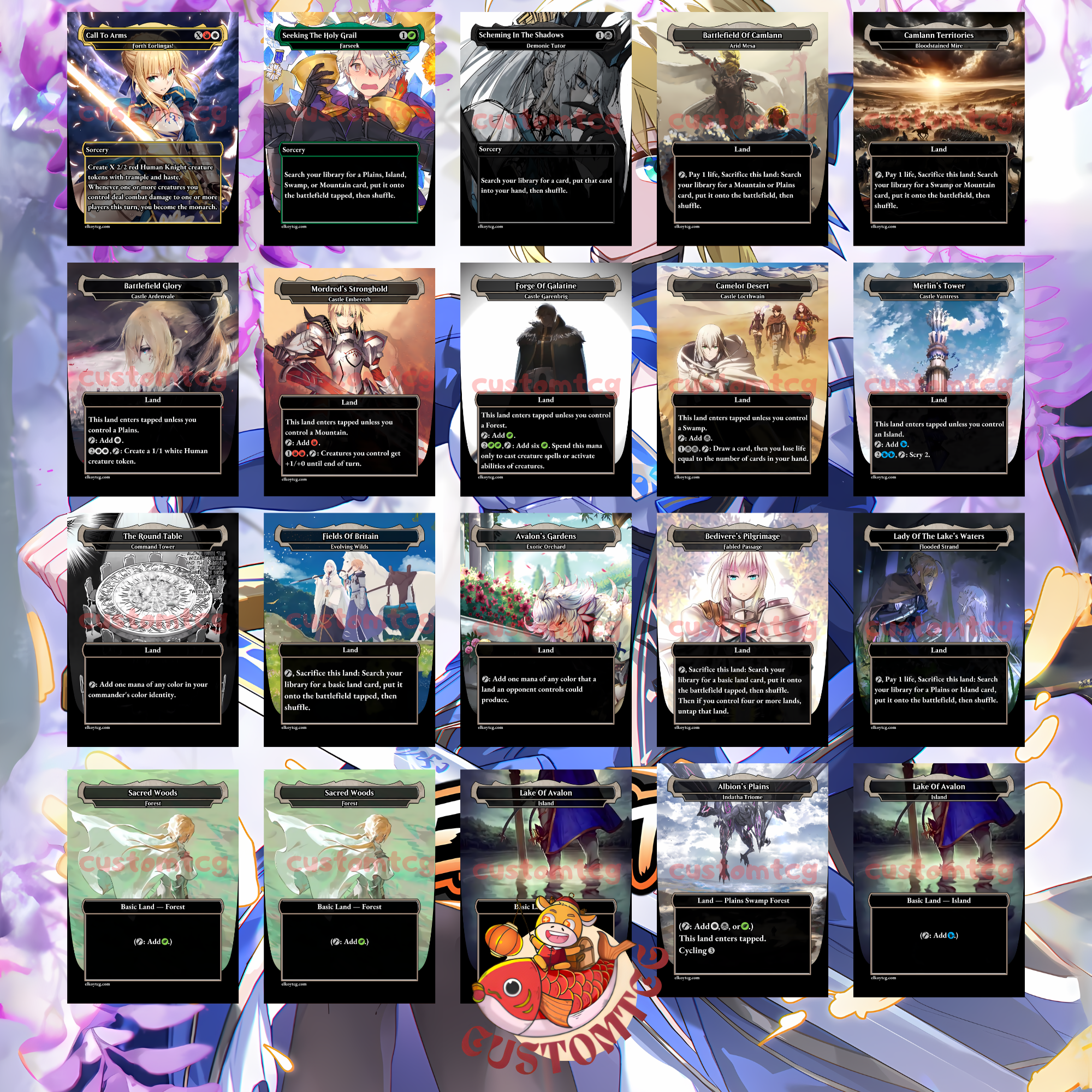 Fate Custom Commander Deck — Artoria Pendragon | Round Table Knights | Anime Proxy Deck