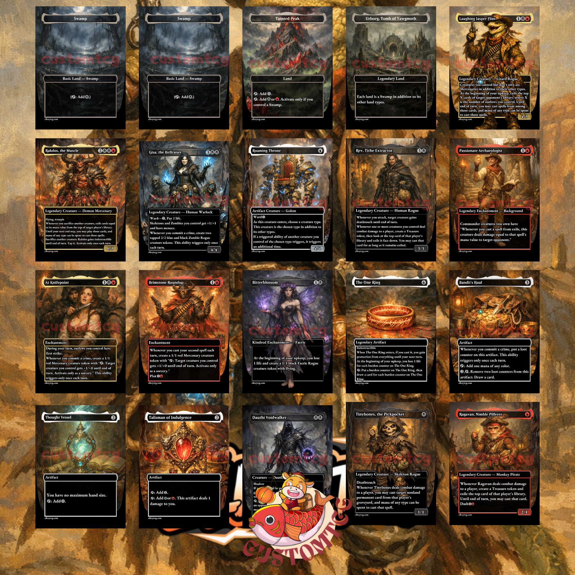 Laughing Jasper Flint Commander Deck | 100 Custom Cards + Tokens | Dark Fantasy Art | Outlaw Exile Rakdos Black Red Deck
