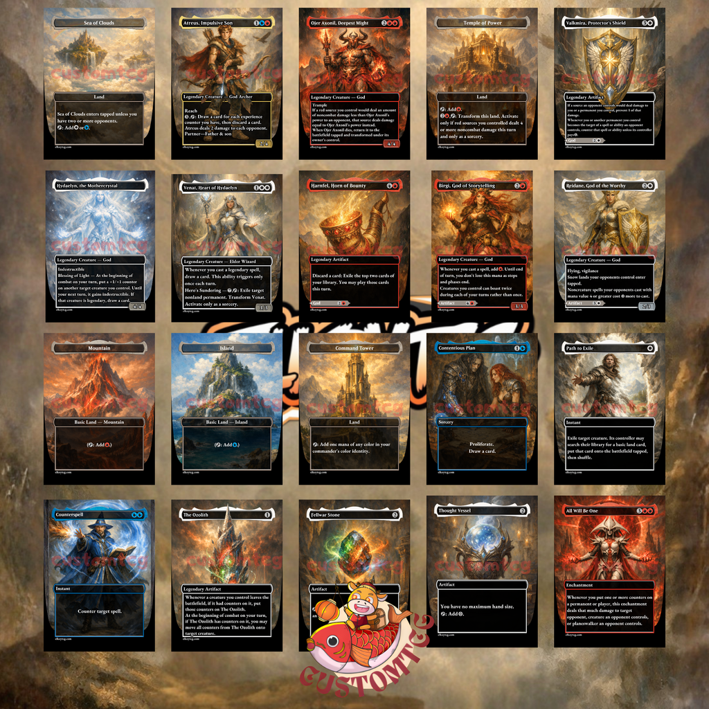 Atreus and Kratos Commander Deck | 100 Custom Cards + Tokens | God of War Art | Jeskai Experience Counters