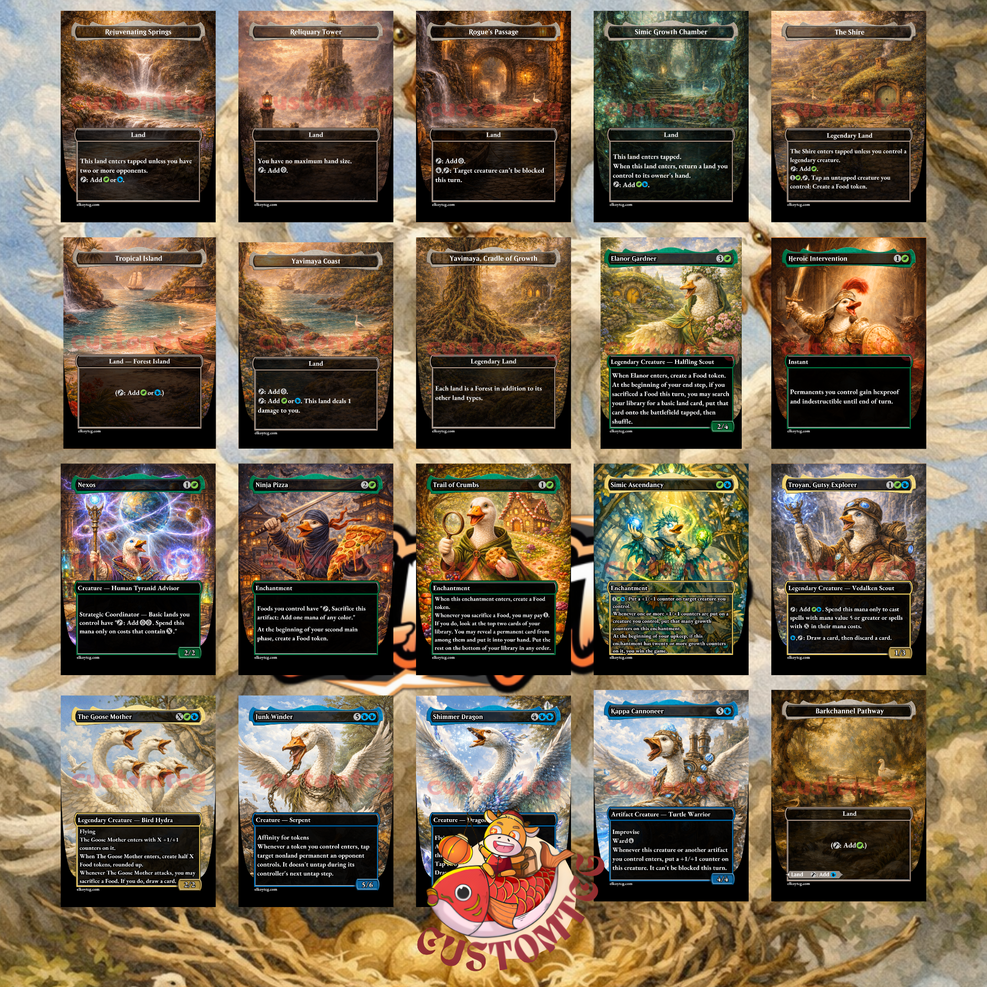 The Goose Mother Custom Commander Deck — Goose Tribal and X Spells | Simic | Fantasy Art Proxy Deck